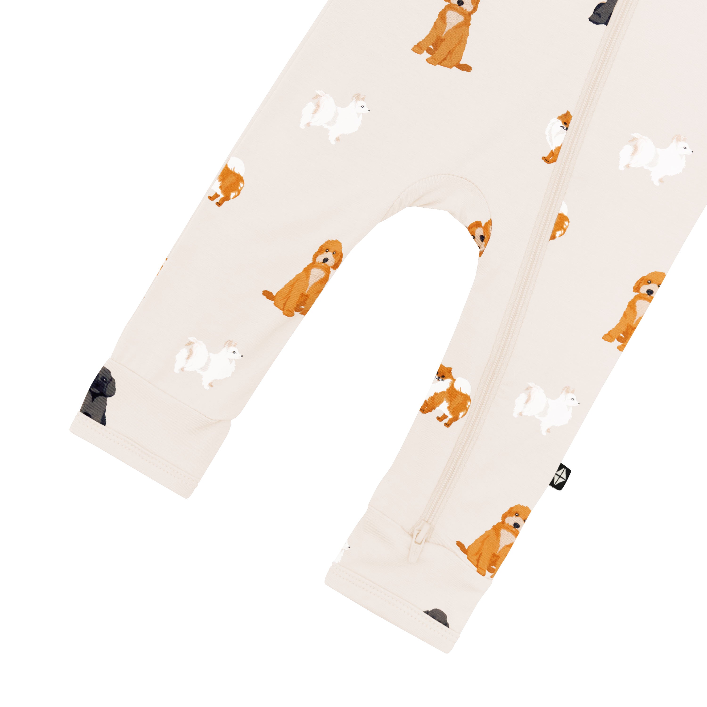 Zippered Romper in Fluffy Dog bottom zipper