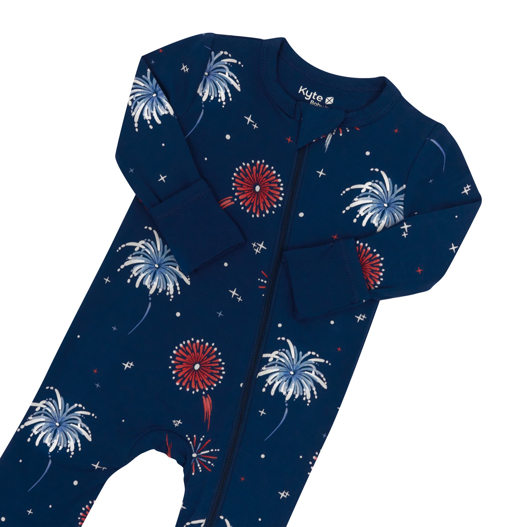 Zipper garage and fold over cuffs on the Zippered Romper in Celebration