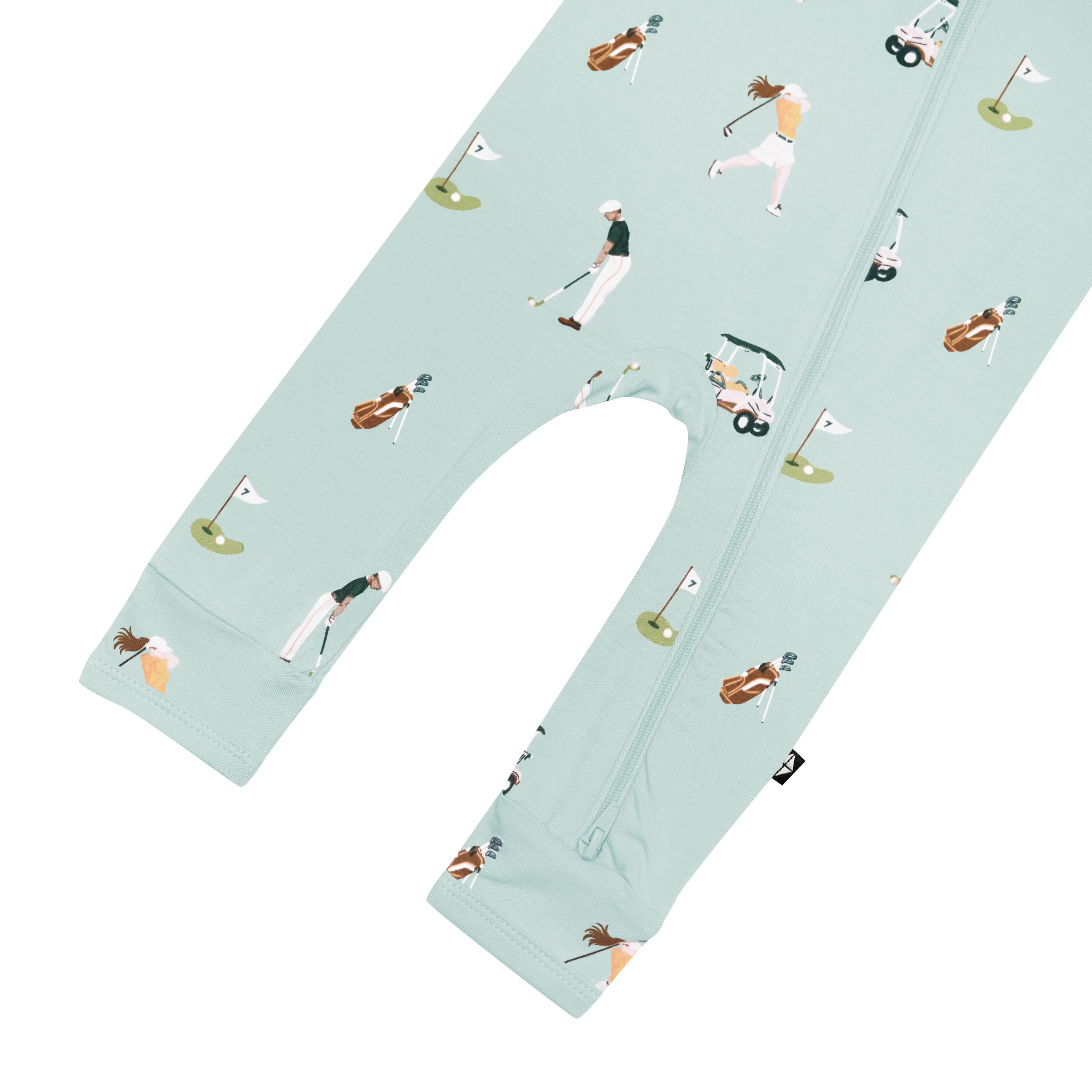 Dual zipper on Kyte Baby Zippered Romper in Golf