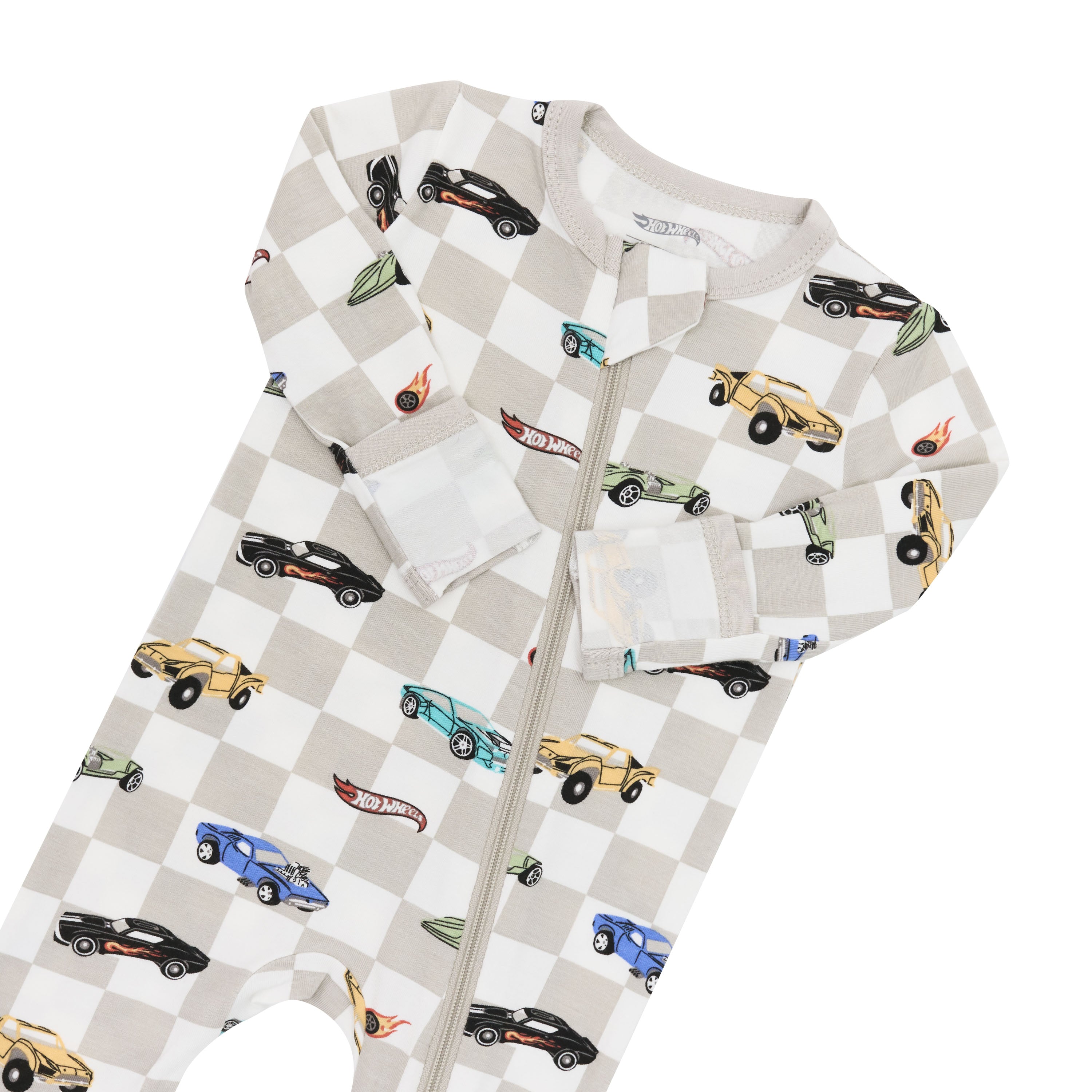 Zipper garage and fold over hand cuffs on the Zippered Romper in Fast and Fierce