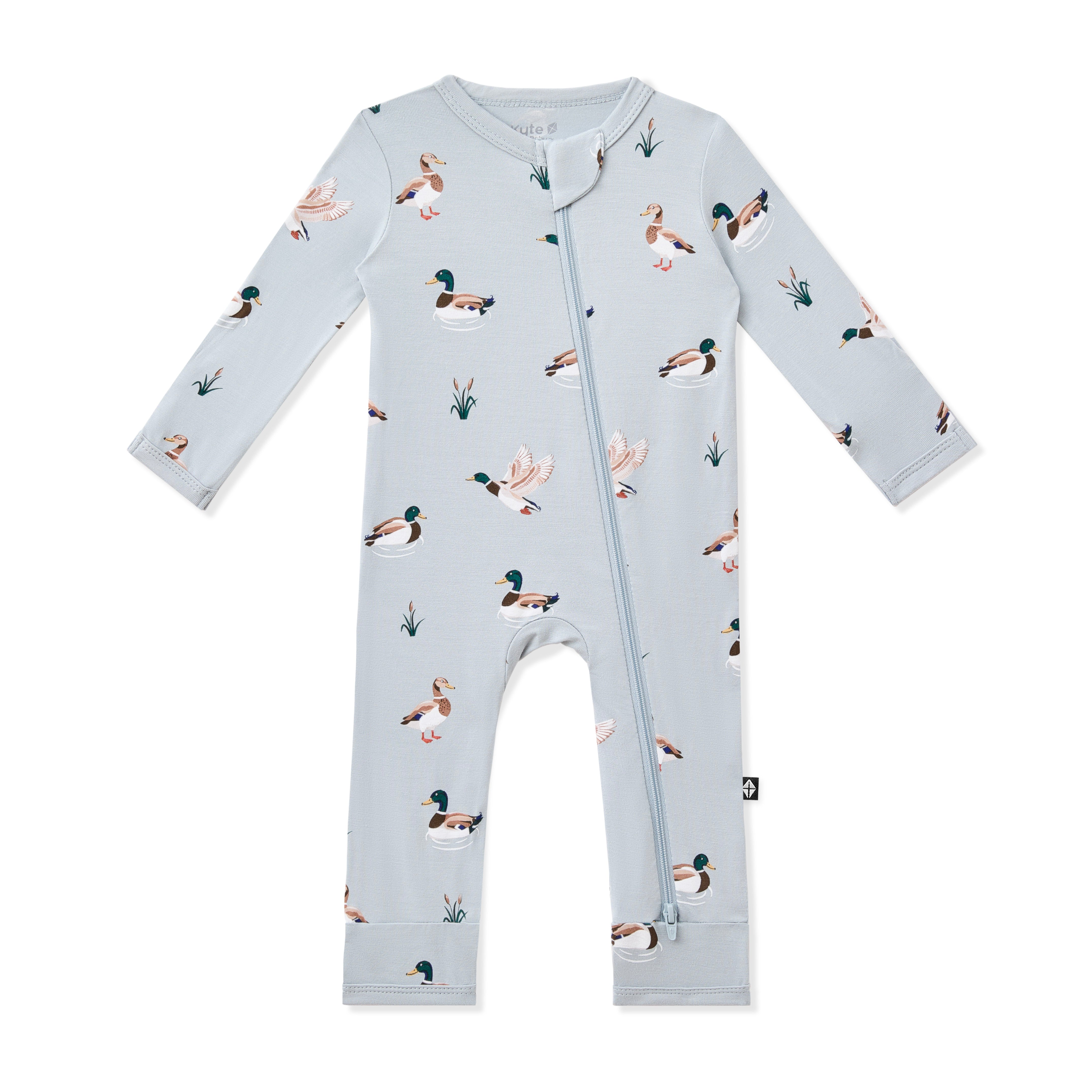Product photo of the Zippered Romper in Mallard Duck