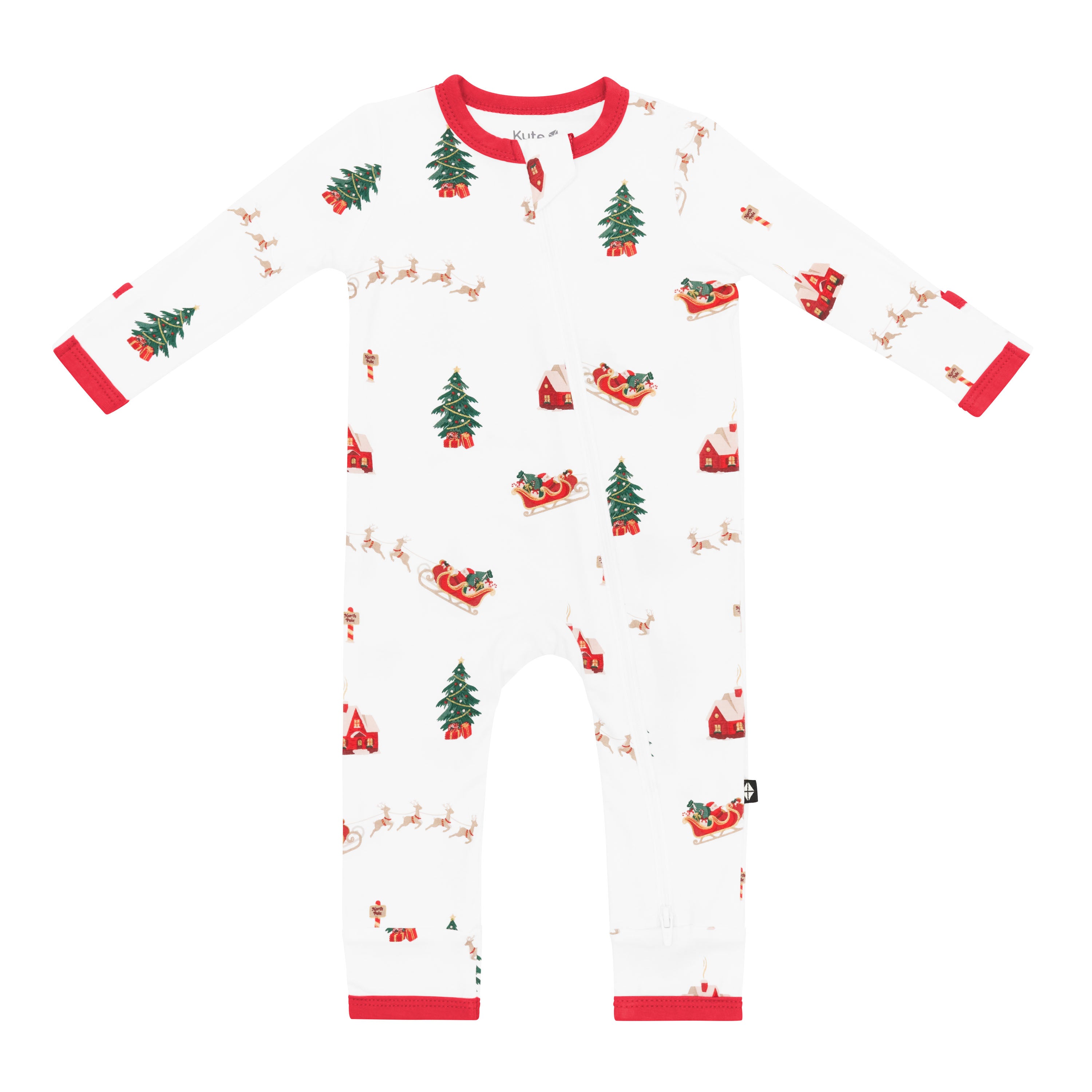 Product photo for the Zippered Romper in Santa Sleigh