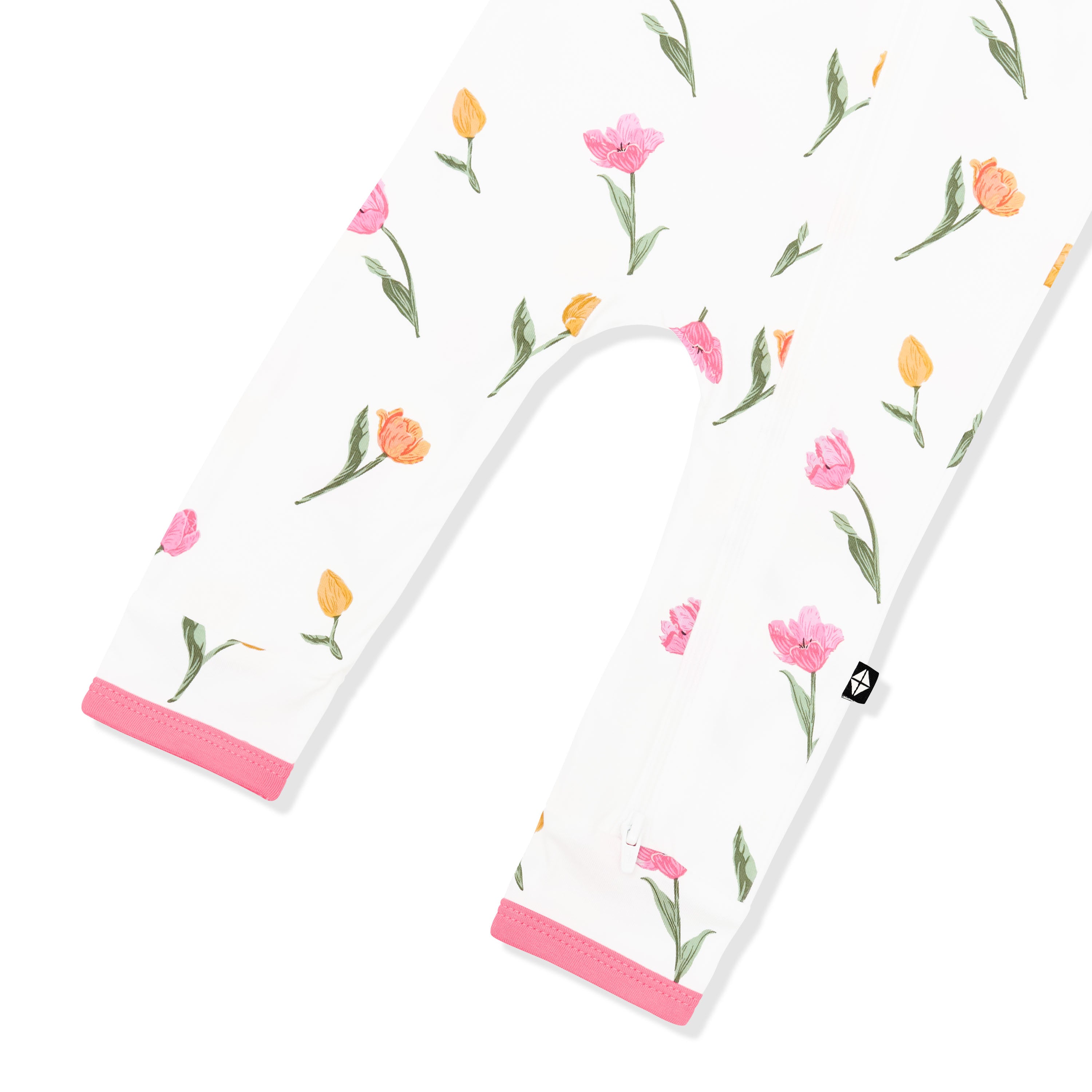 Zipper closure shown on the leg of the Zippered Romper in Tulip