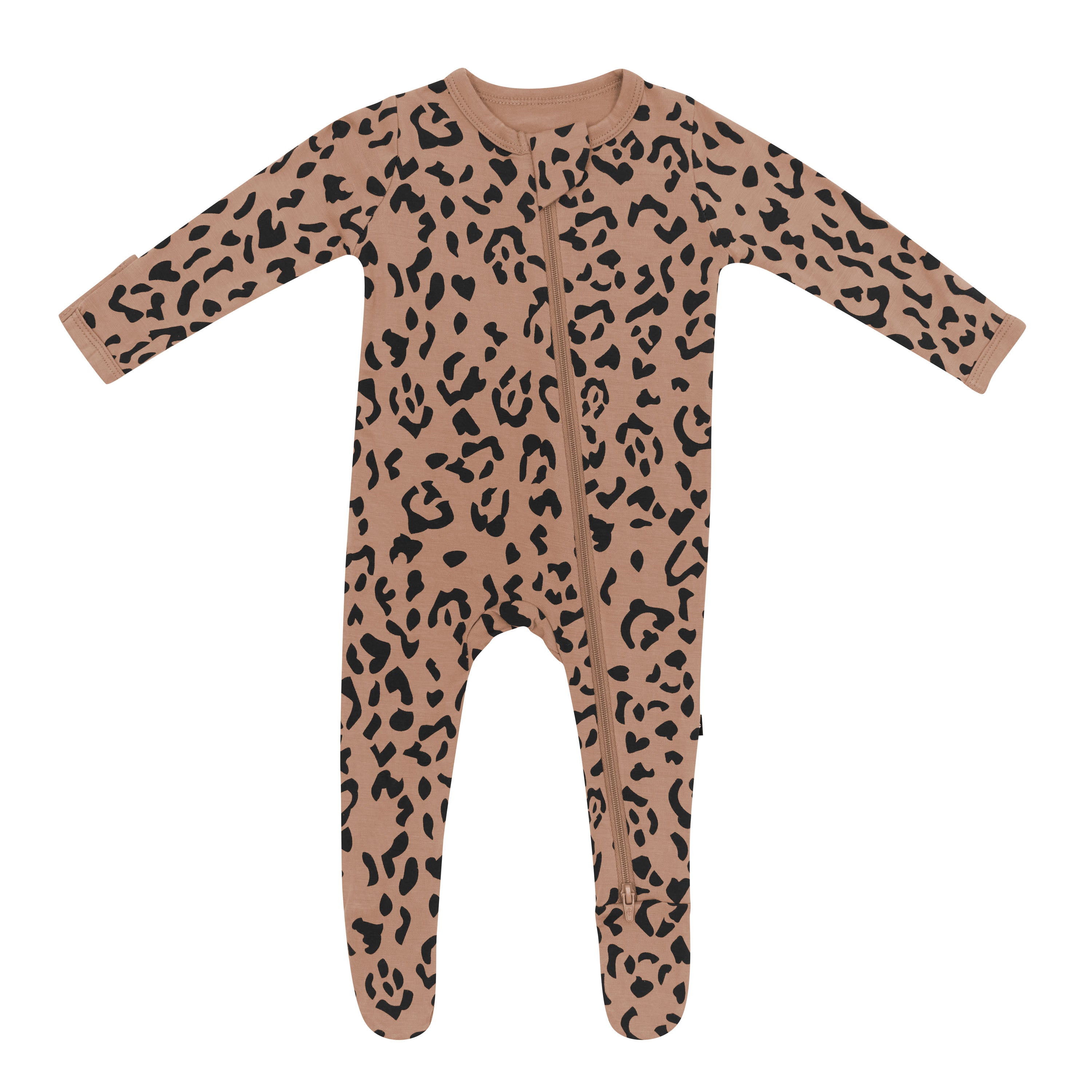 Zippered Footie pajamas in Latte Leopard