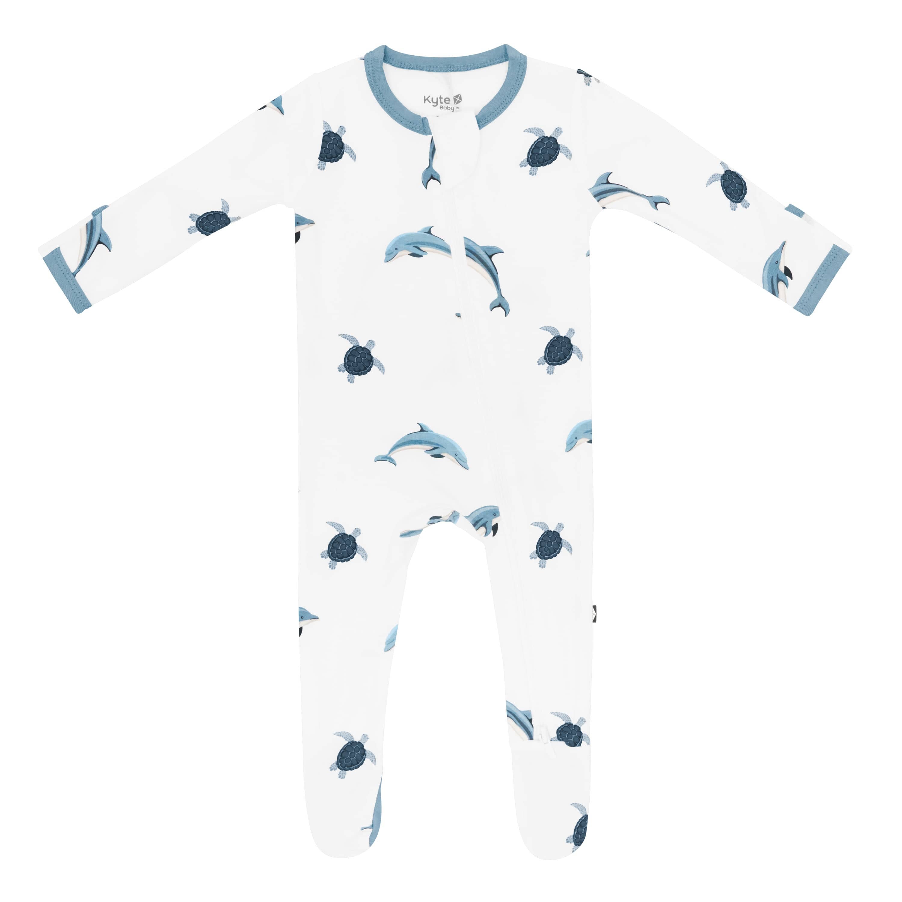 Zippered Footie in Dolphin