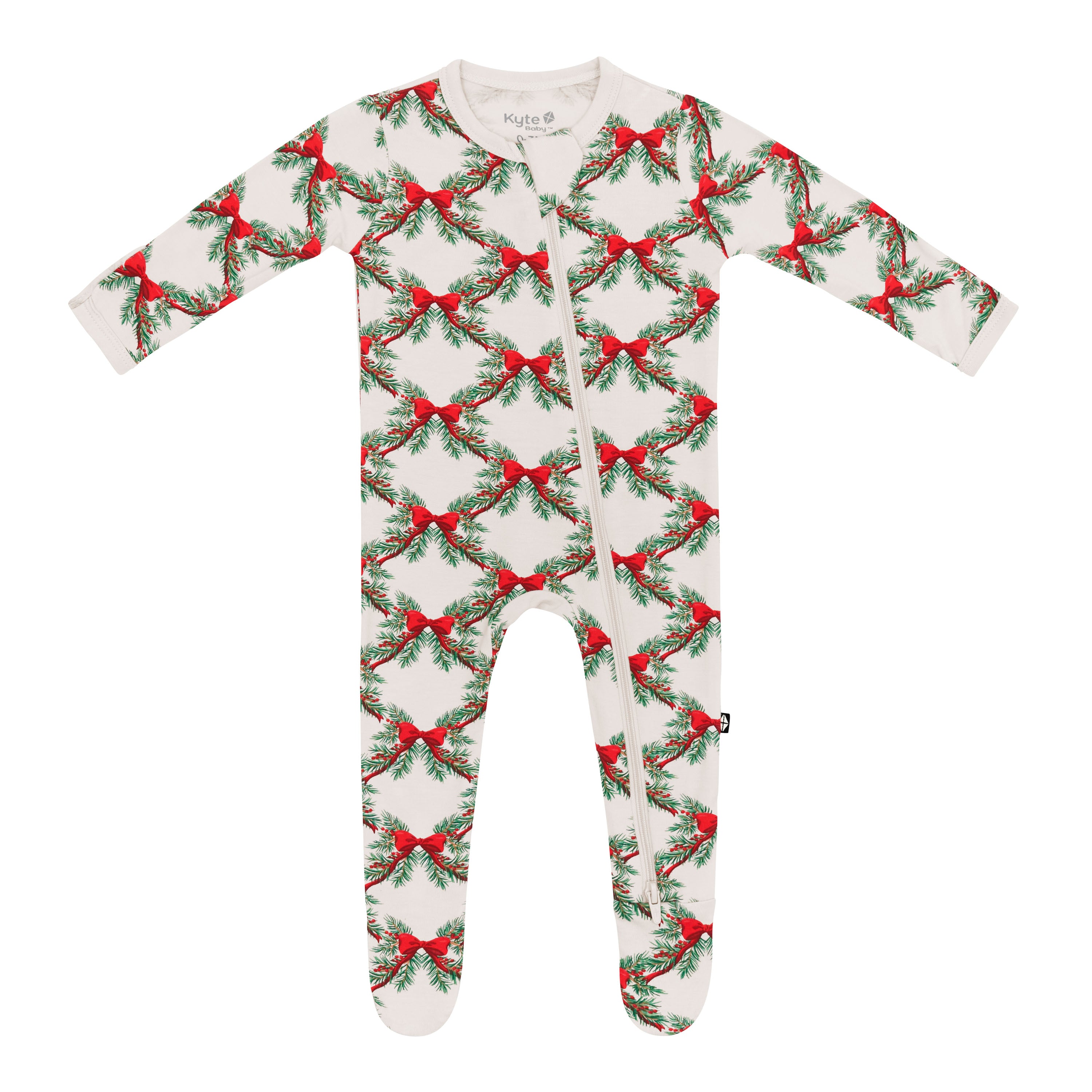 Product photo of the Zippered Footie in Holiday Bow