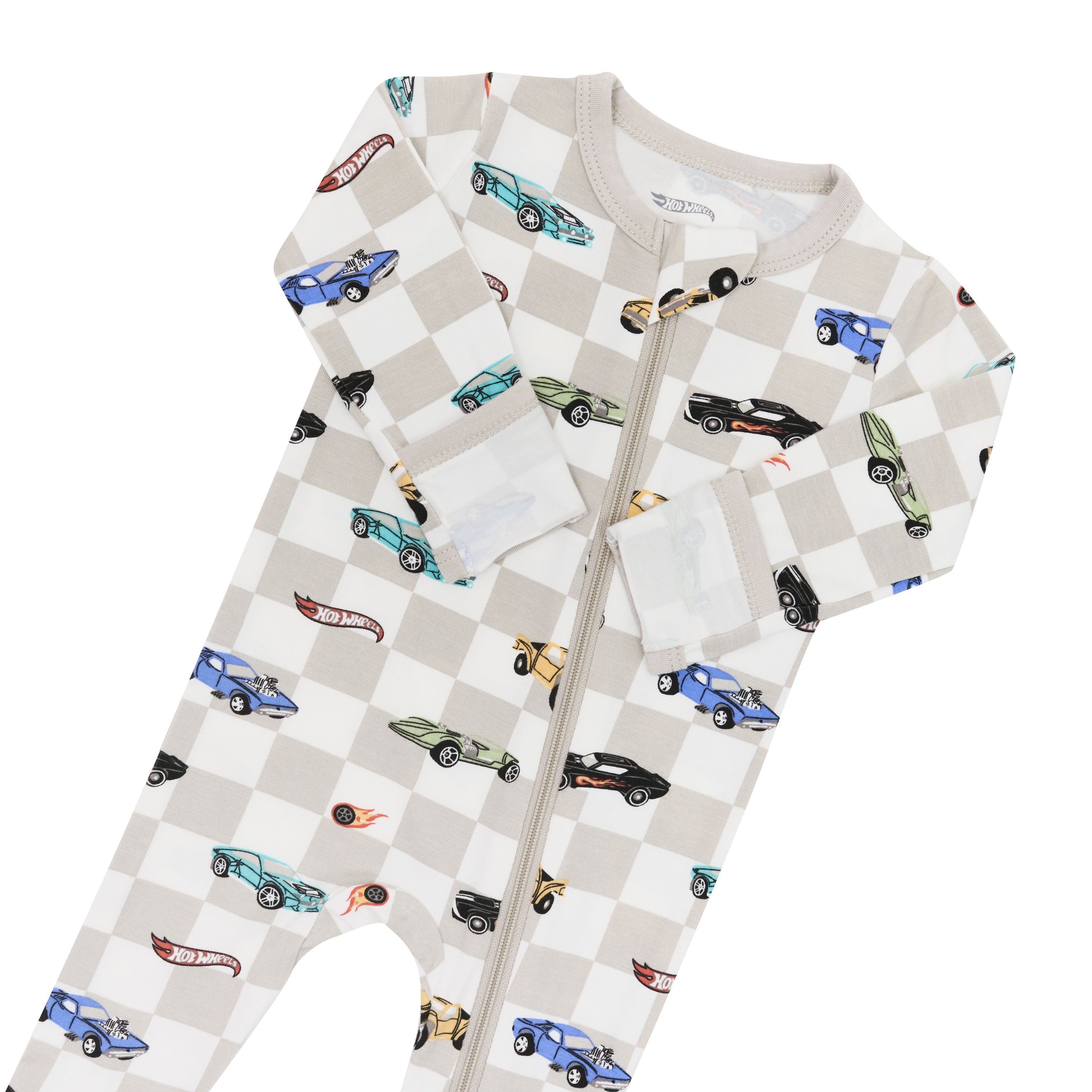 Zipper garage and fold over mittens on the Zippered Footie in Fast and Fierce