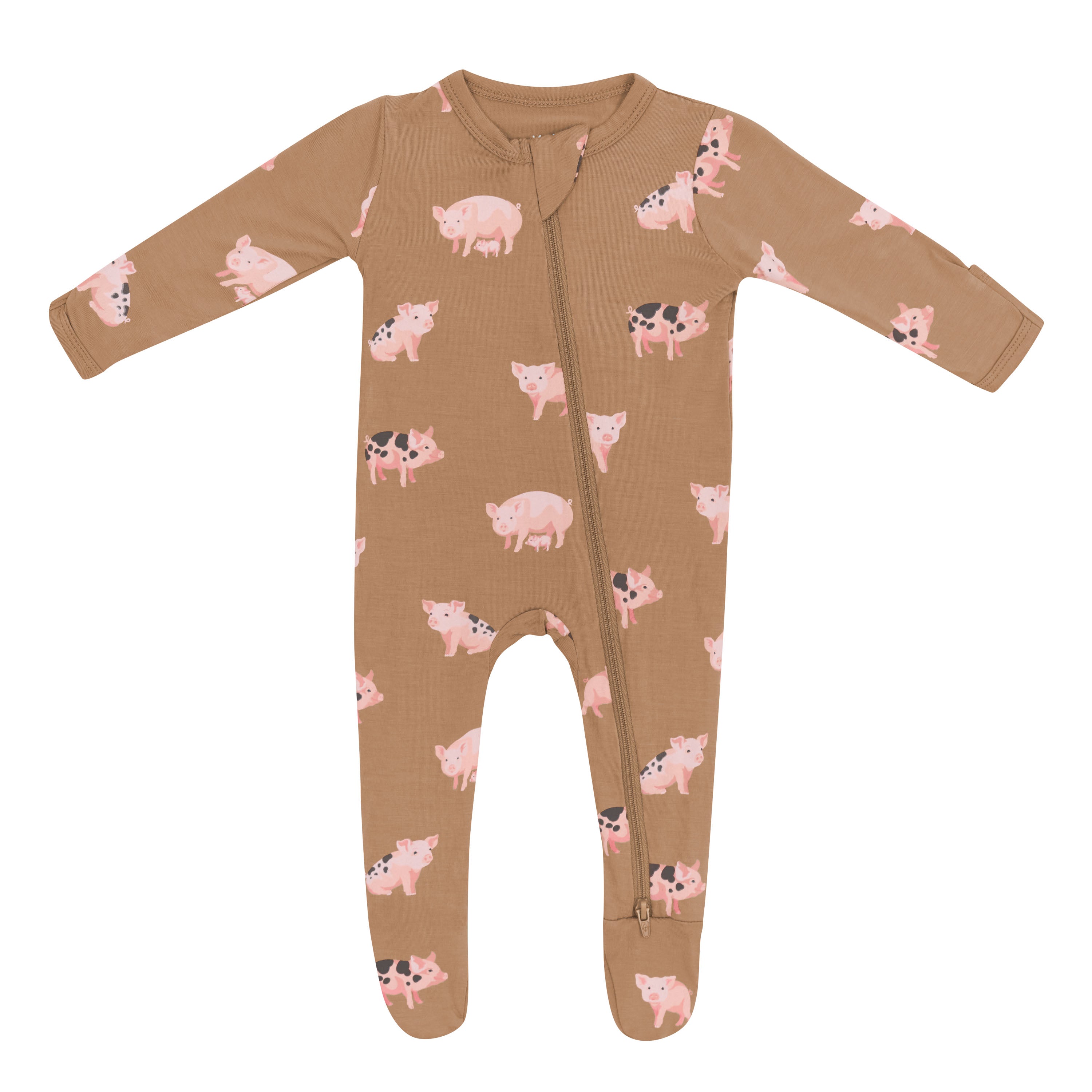 Bamboo Zippered Footie in Pig