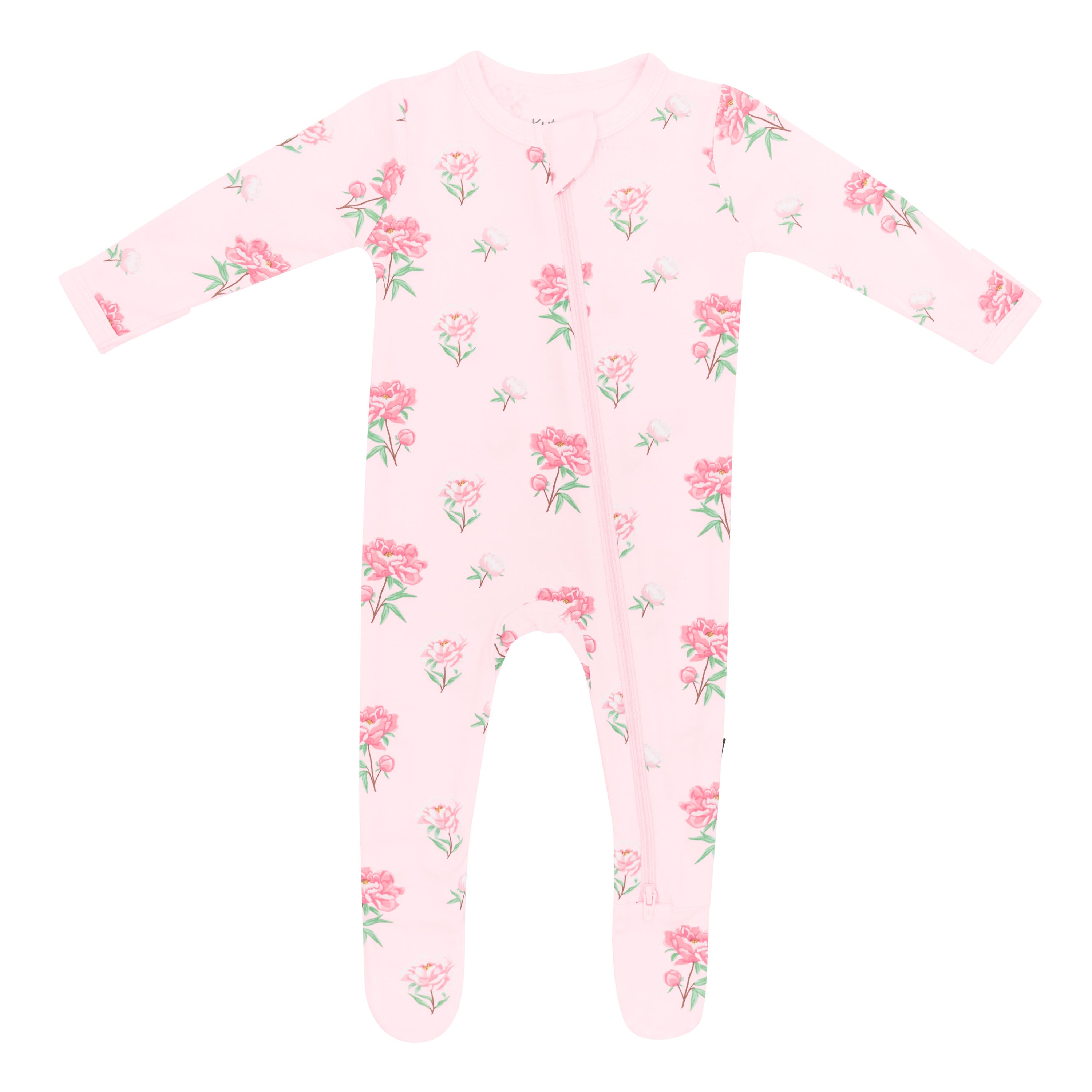 Bamboo Zippered Footie in Sakura Peony