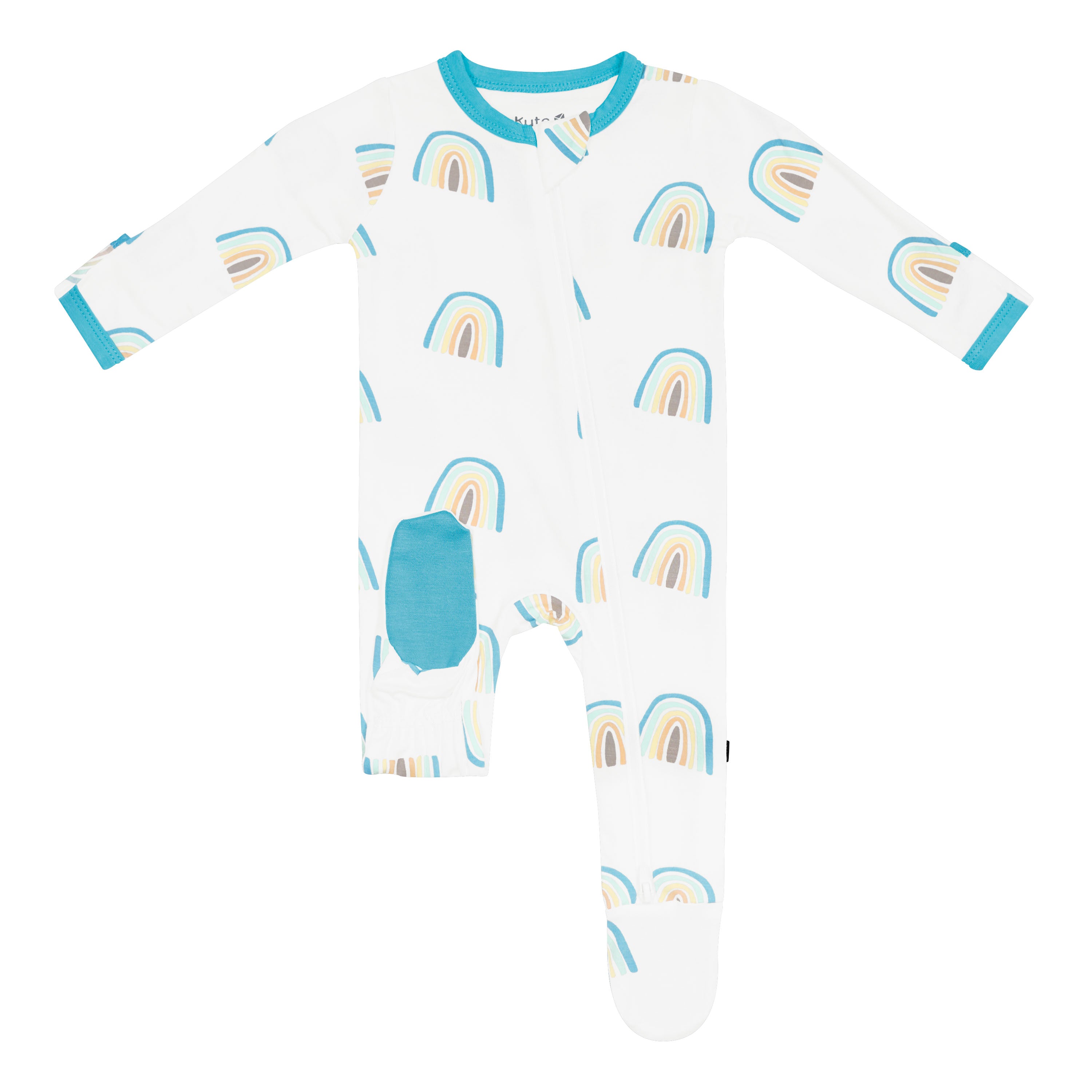 Zippered Footie with sole grips in Makai Rainbow