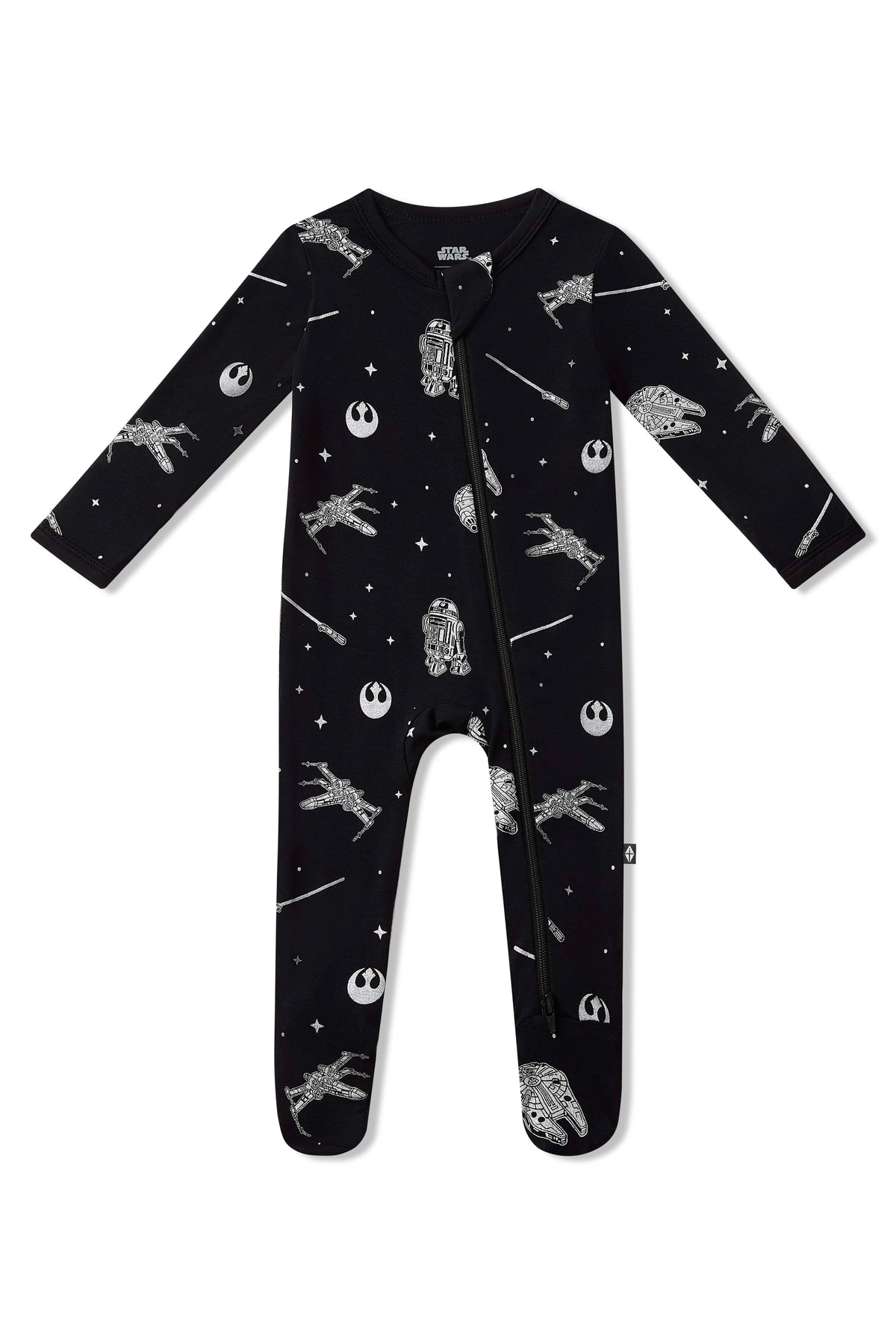 Product photo of the Zippered Footie in STAR WARS™ show on a white background