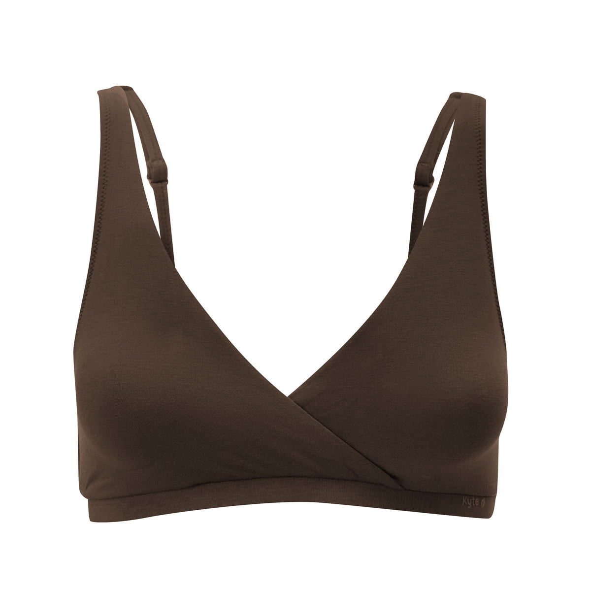 Front view Women's Cross Front Bralette in Toffee