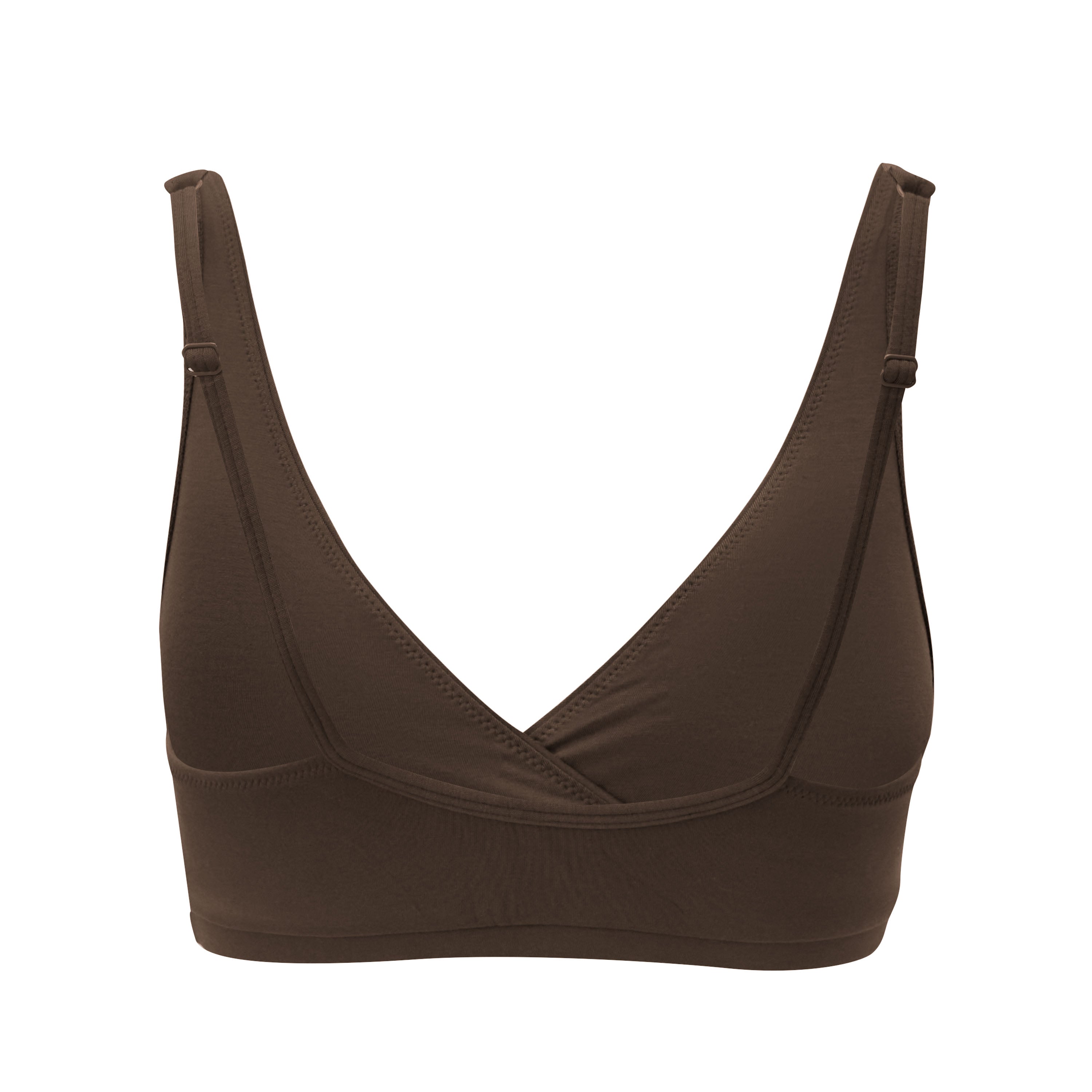Back view Women's Cross Front Bralette in Toffee