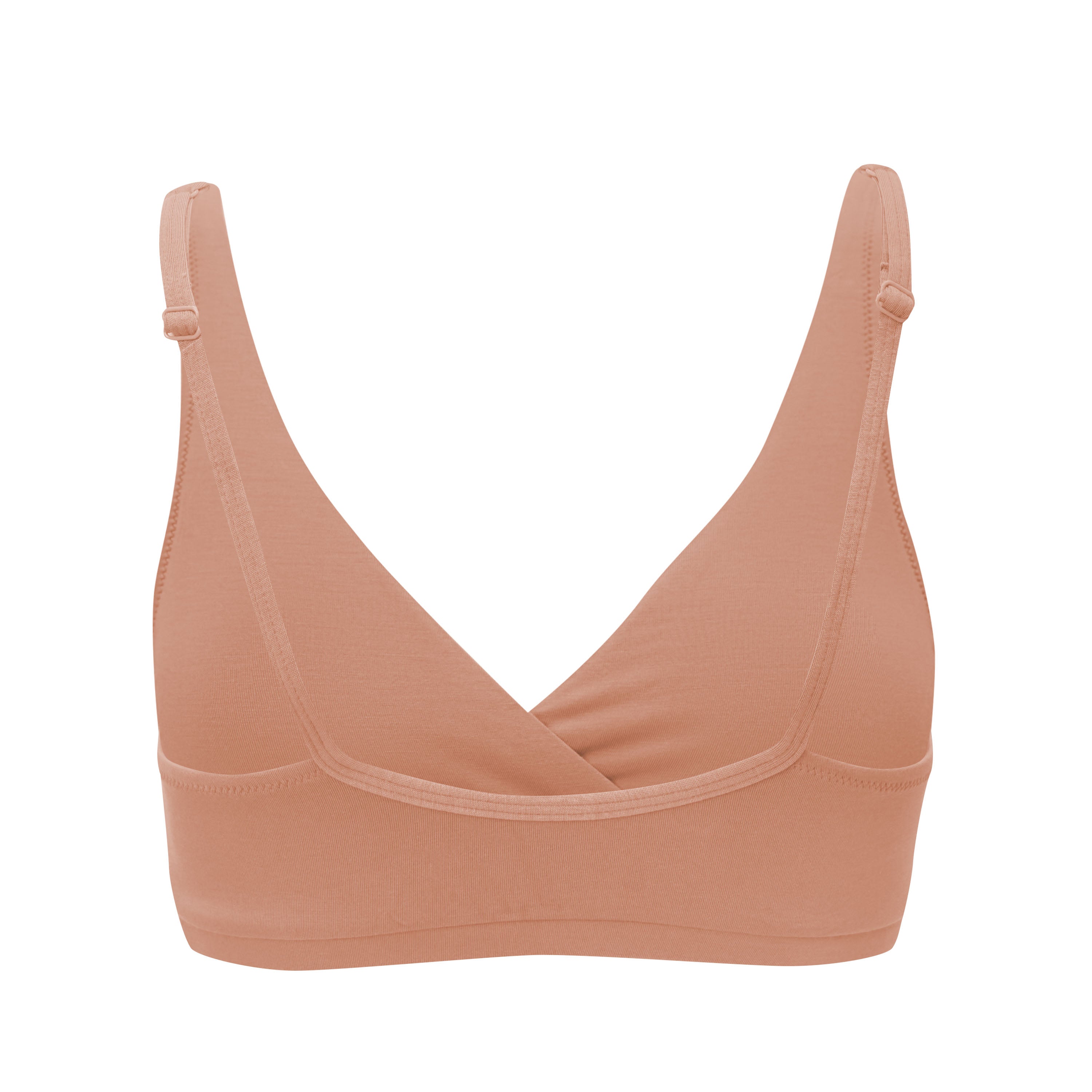 Back view of Women's Cross Front Bralette in Latte