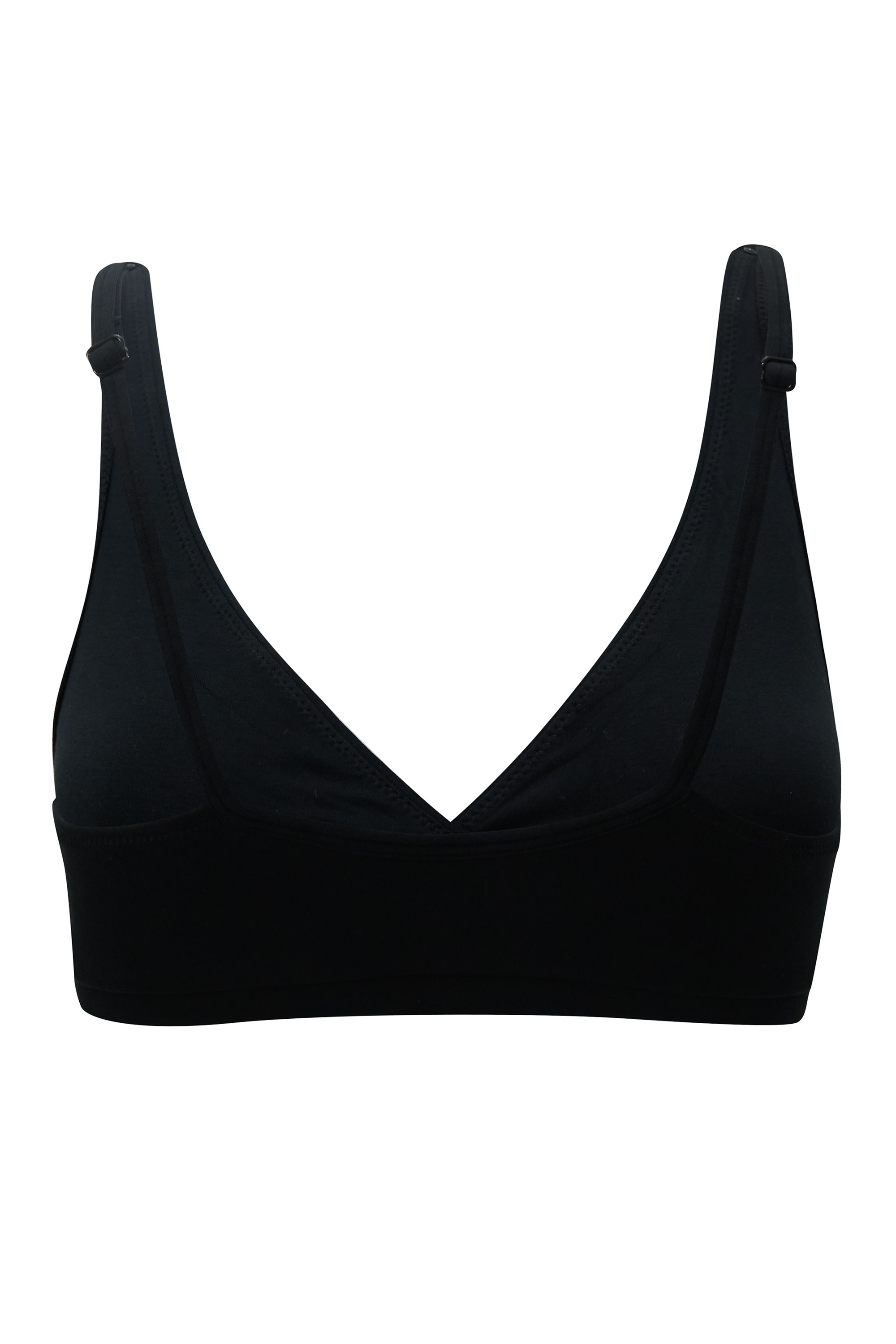 Back of Women's Cross Front soft bamboo Bralette in Midnight