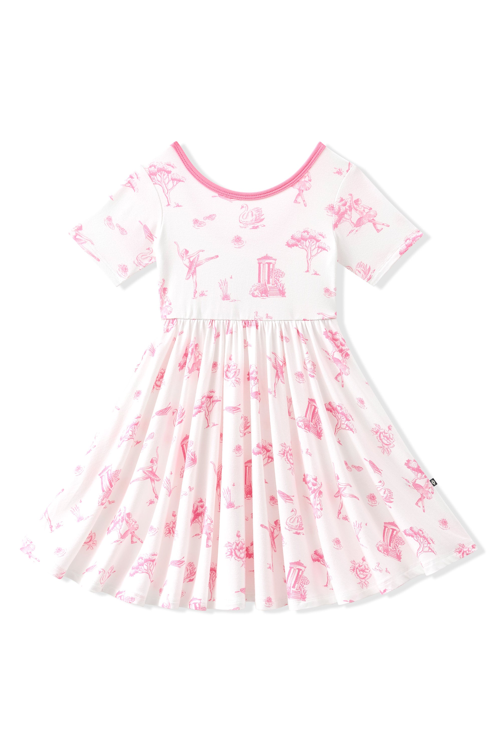 Product photo of the Twirl Dress in Toile Ballet on a white surface