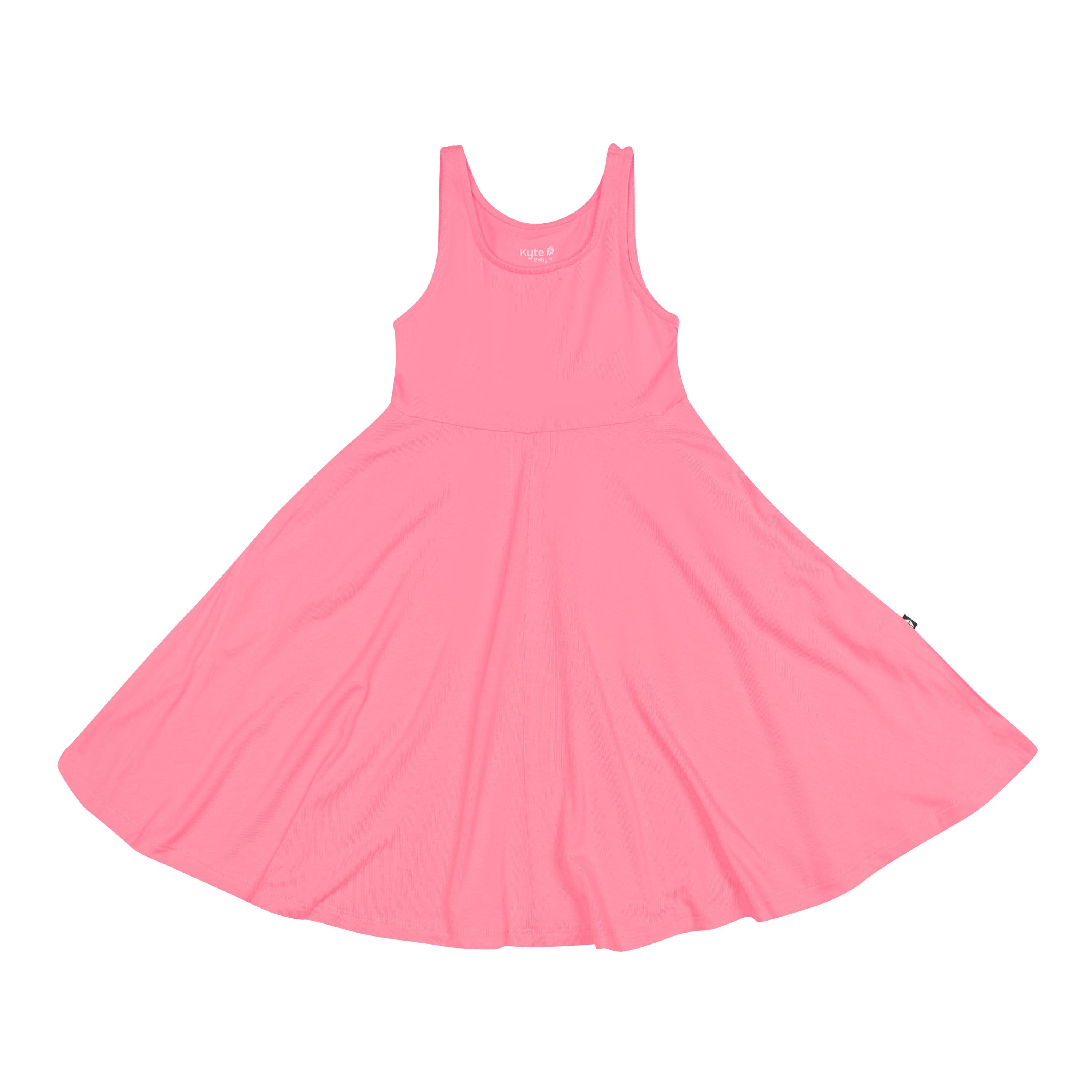 Pink Tank Twirl Dress in Guava