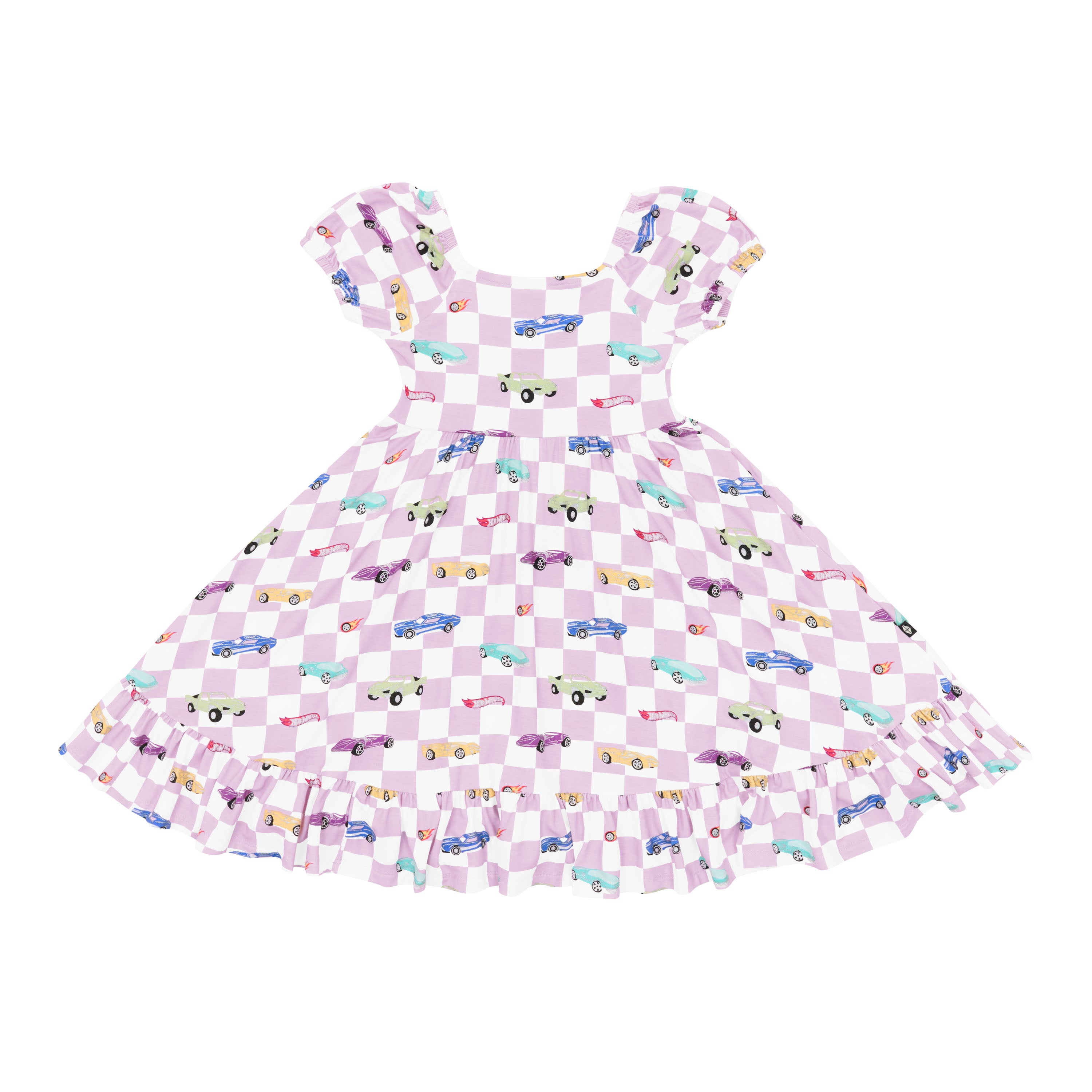 Kyte Baby's Puff Sleeve Twirl Dress in Sparkles and Speed