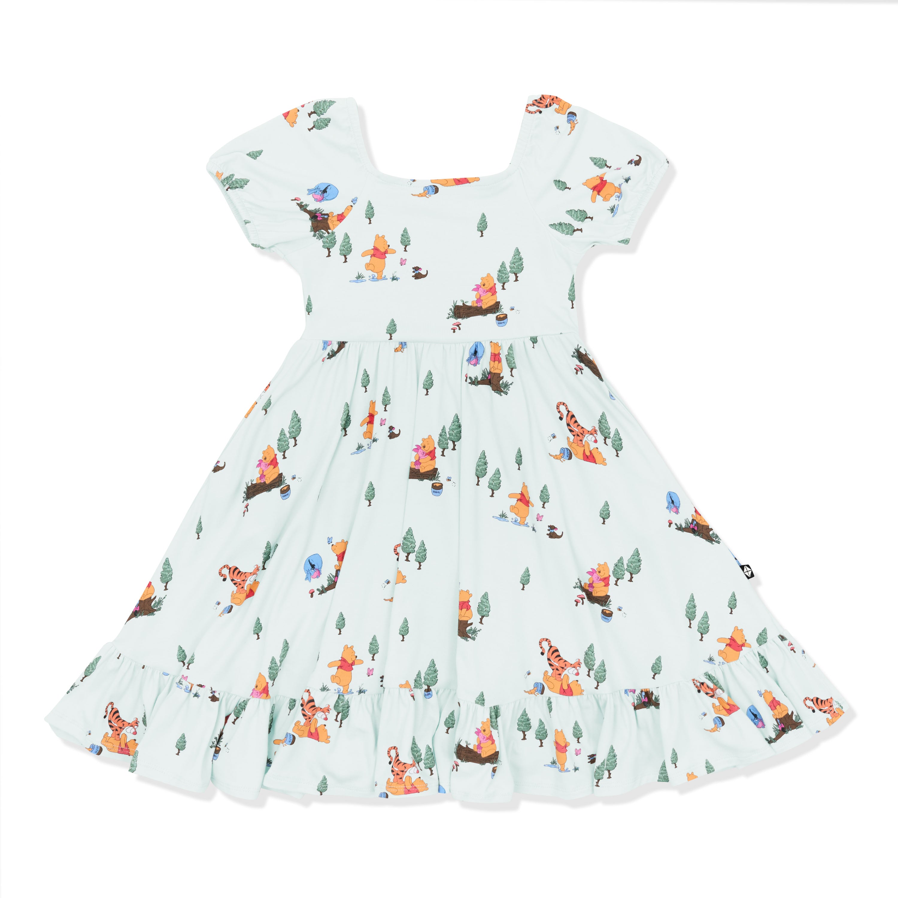 Product photo of the Puff Sleeve Twirl Dress in Winnie the Pooh Hundred Acre Wood