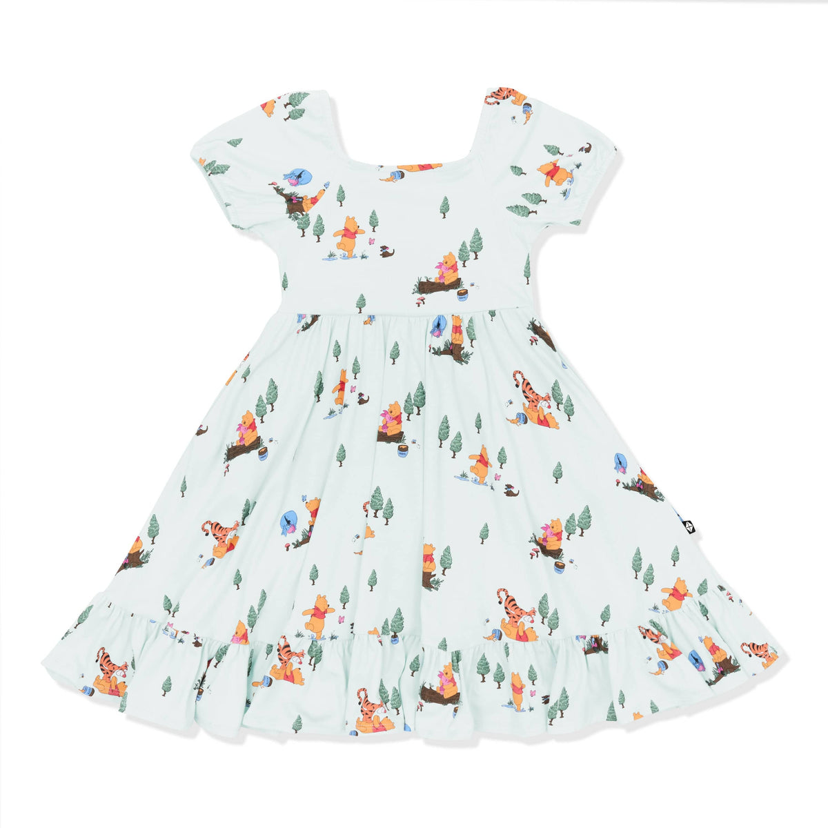 Product photo of the Puff Sleeve Twirl Dress in Winnie the Pooh Hundred Acre Wood