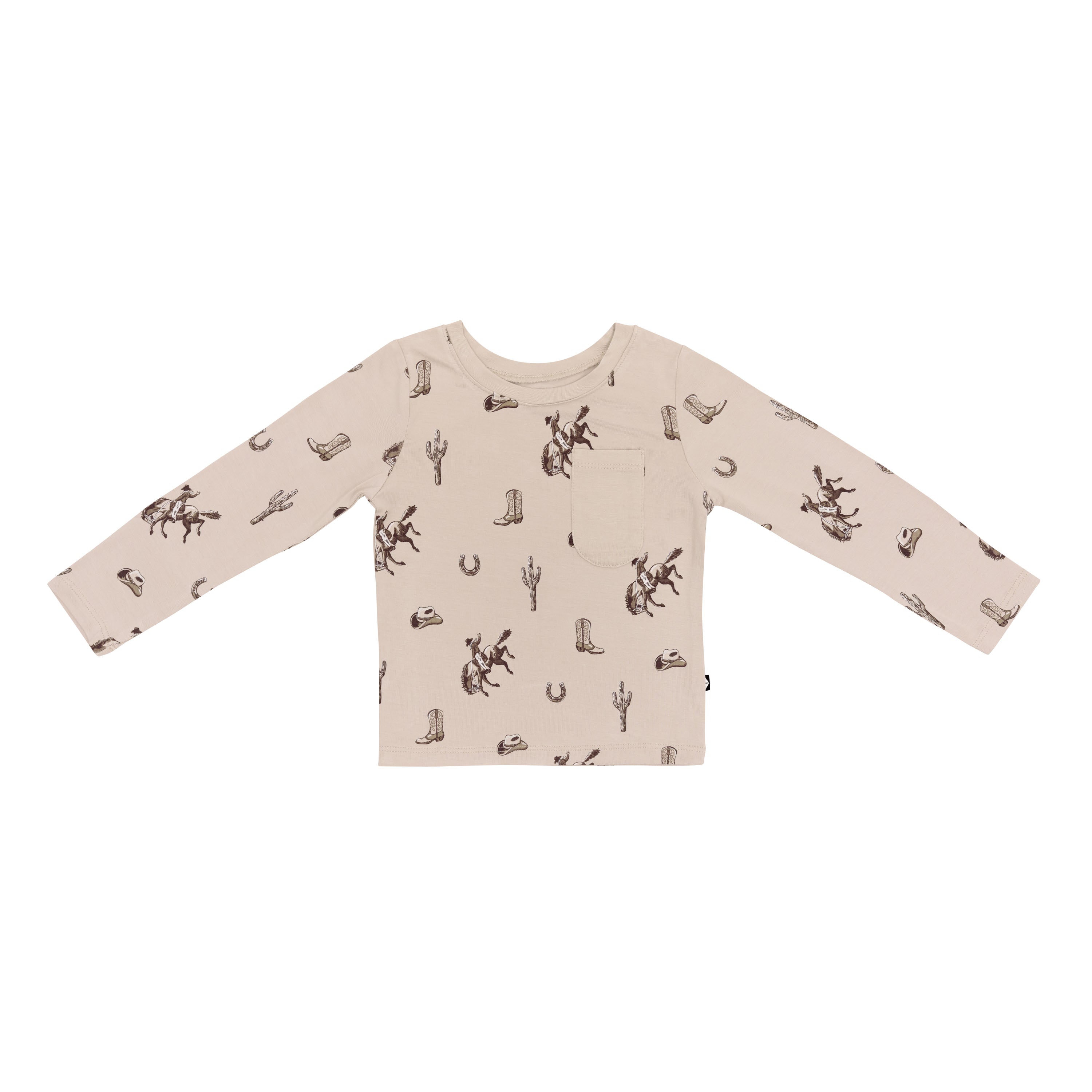 Product photo of the Long Sleeve Toddler Crew Neck Tee in Classic Cowboy