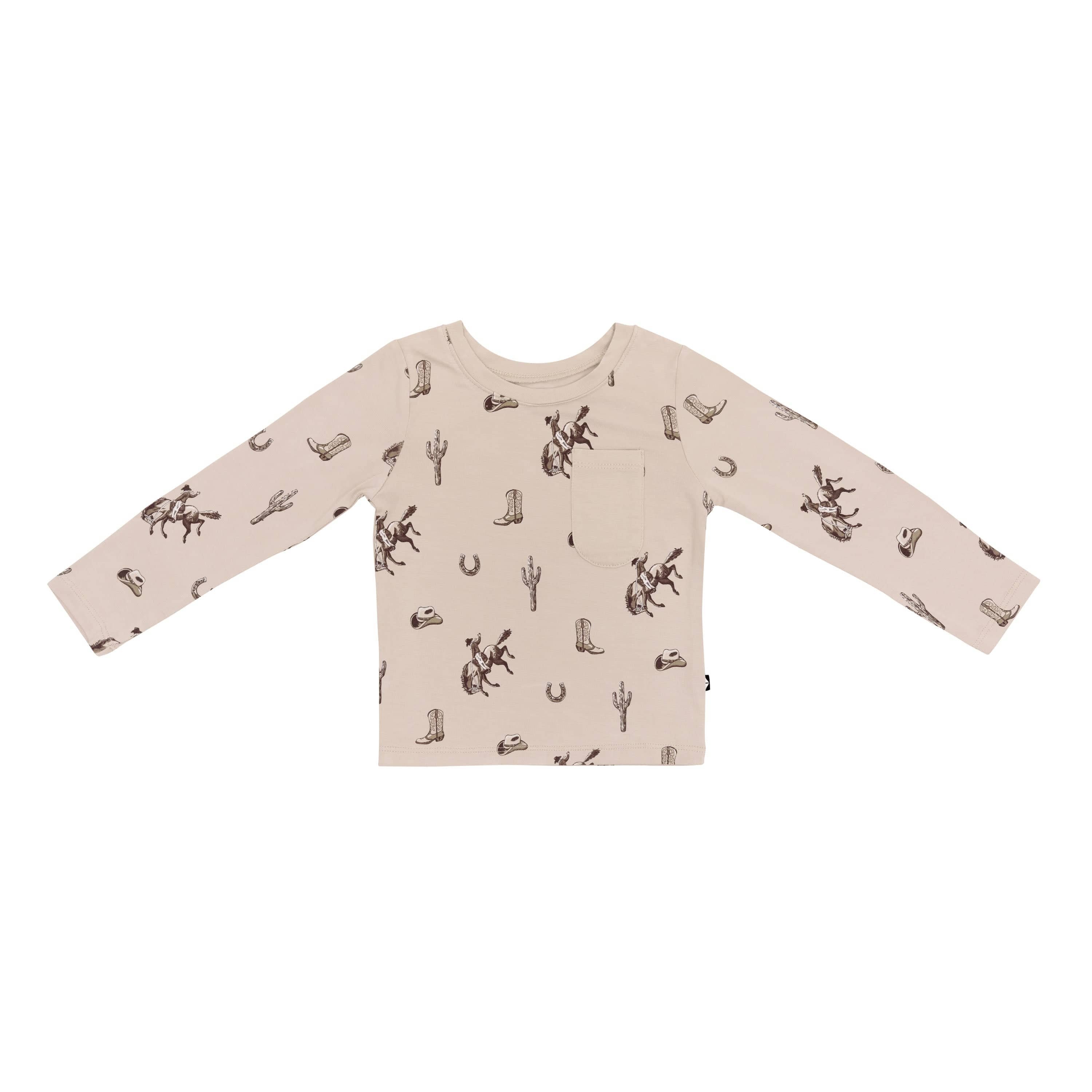Product photo of the Long Sleeve Toddler Crew Neck Tee in Classic Cowboy