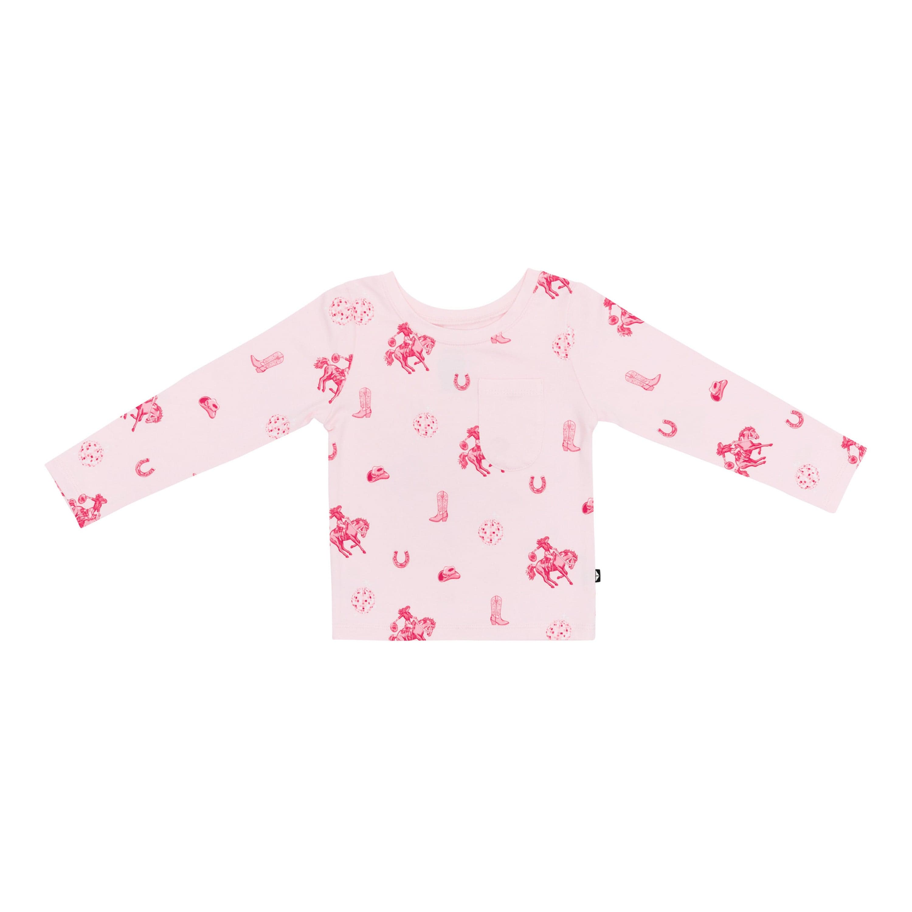 Product photo of the Long Sleeve Toddler Crew Neck Tee in Disco Cowgirl