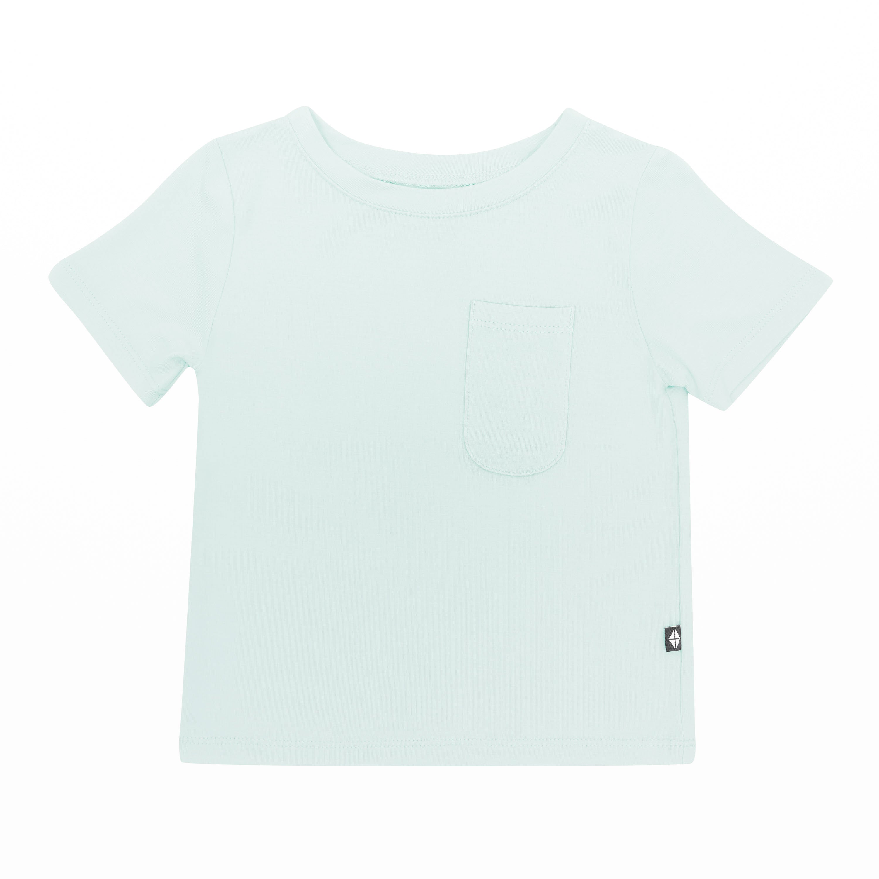 Kyte Baby's Toddler Crew Neck Tee in Dew showing the front pocket