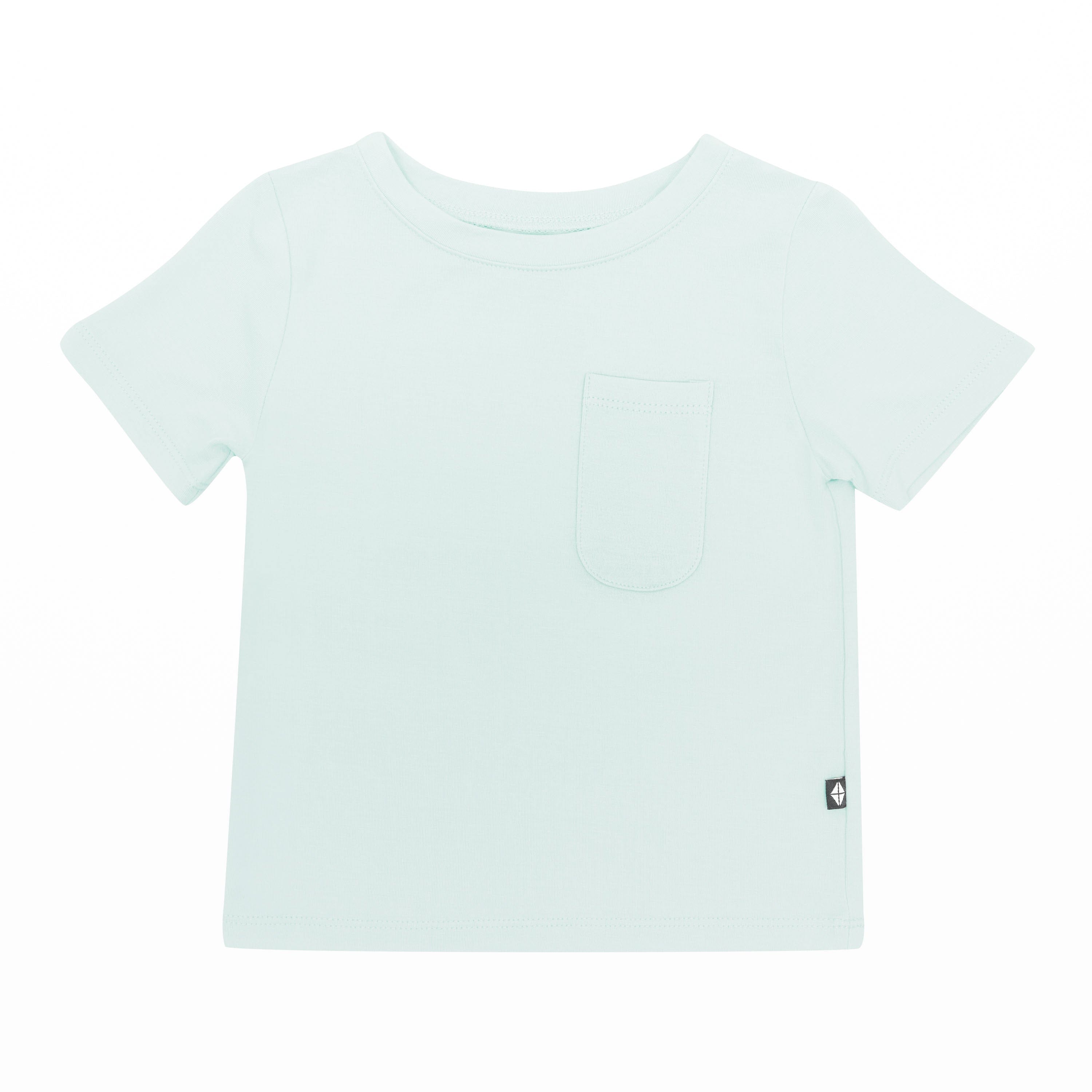 Kyte Baby's Toddler Crew Neck Tee in Dew showing the front pocket