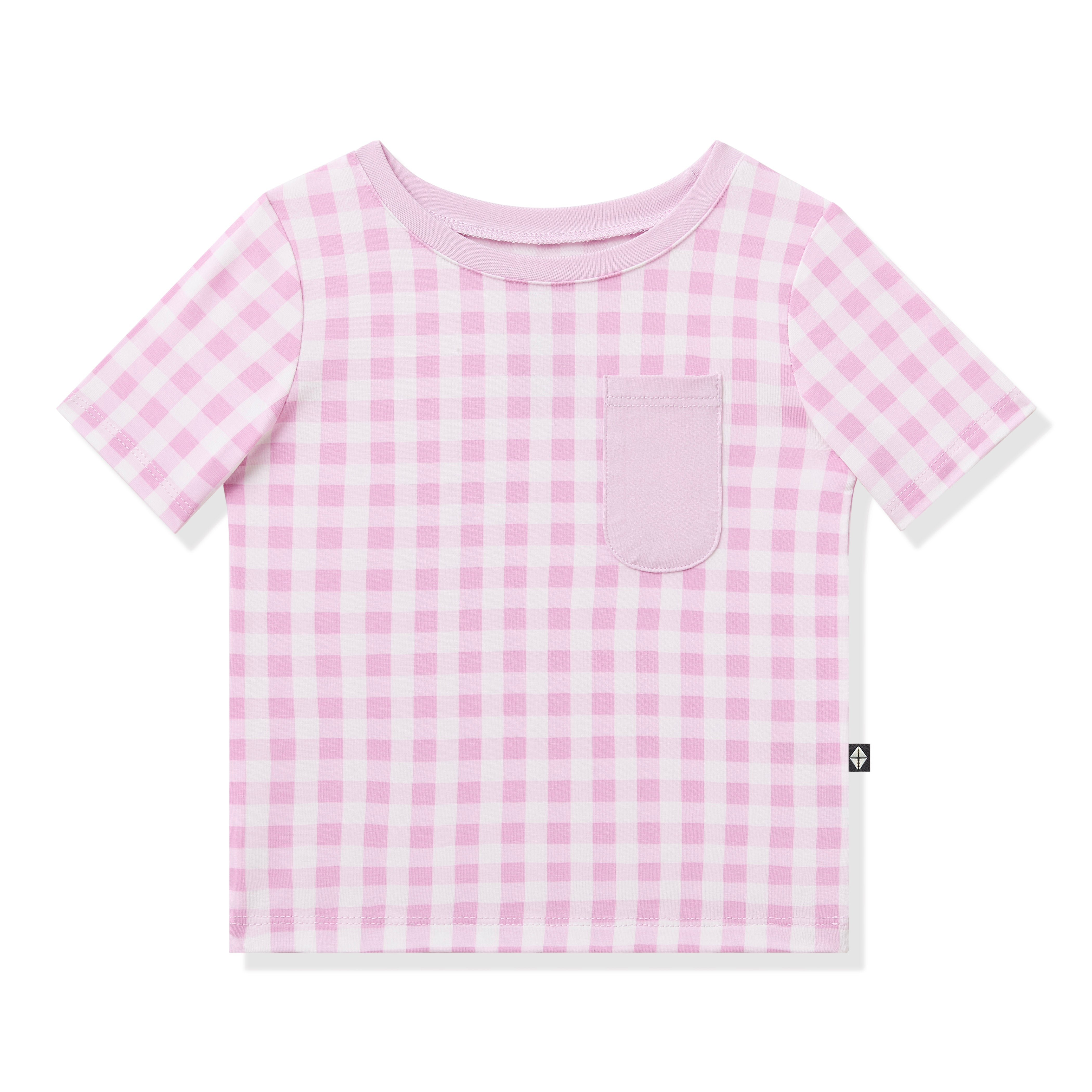 Product photo of the Toddler Crew Neck Tee in Gingham Thistle
