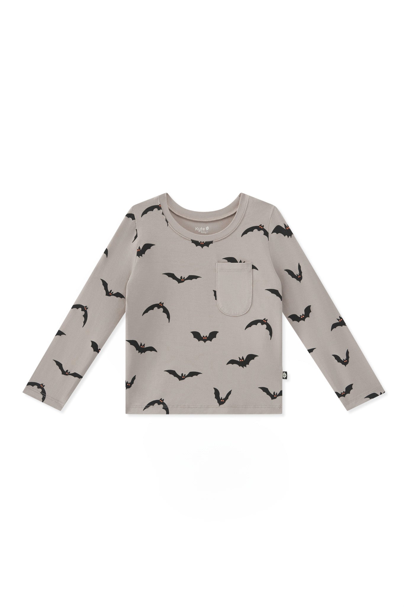 Long Sleeve Toddler Crew Neck Tee in Bats print on a white background