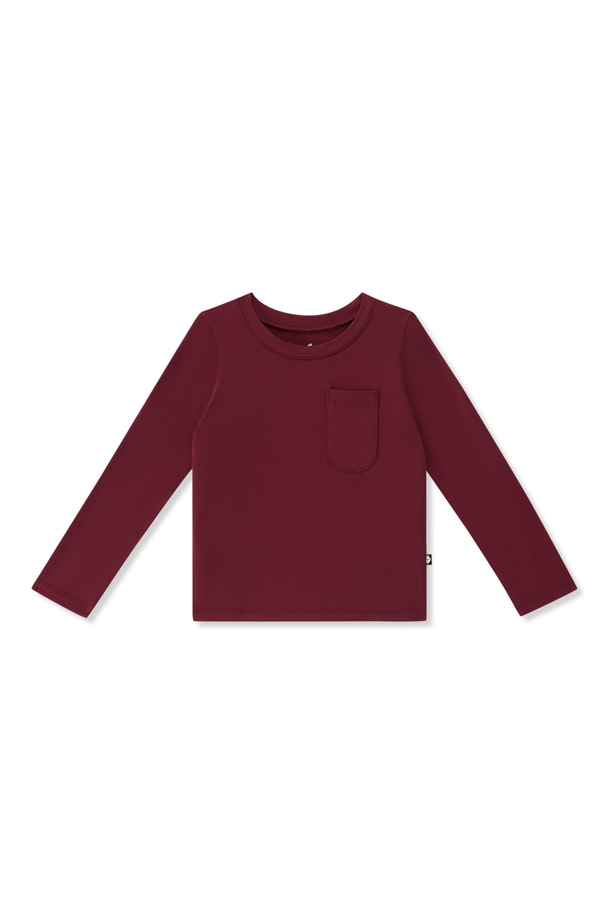 Long Sleeve Toddler Crew Neck Tee in Burgundy color on a white background