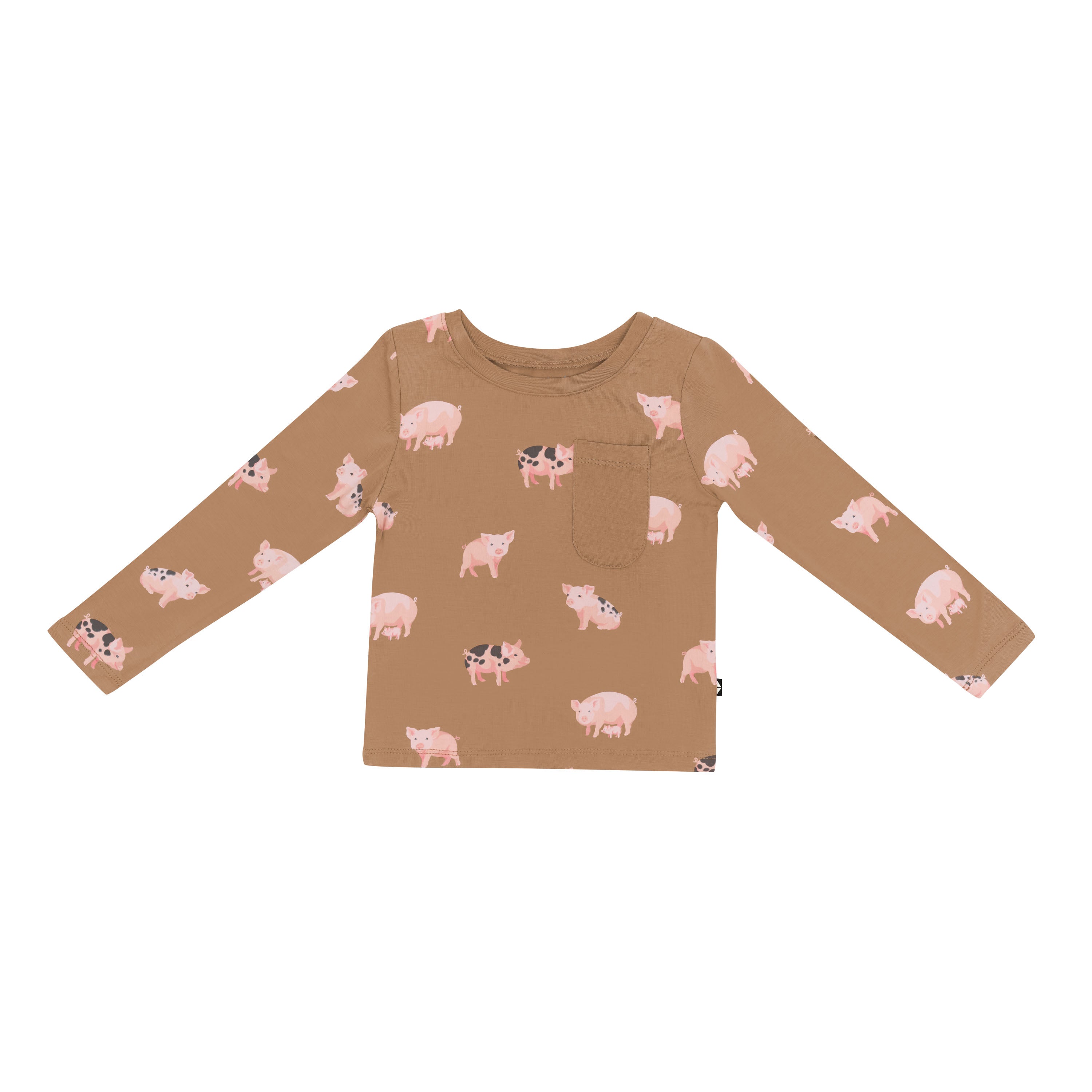 Product photo of the Long Sleeve Toddler Crew Neck Tee in Pig