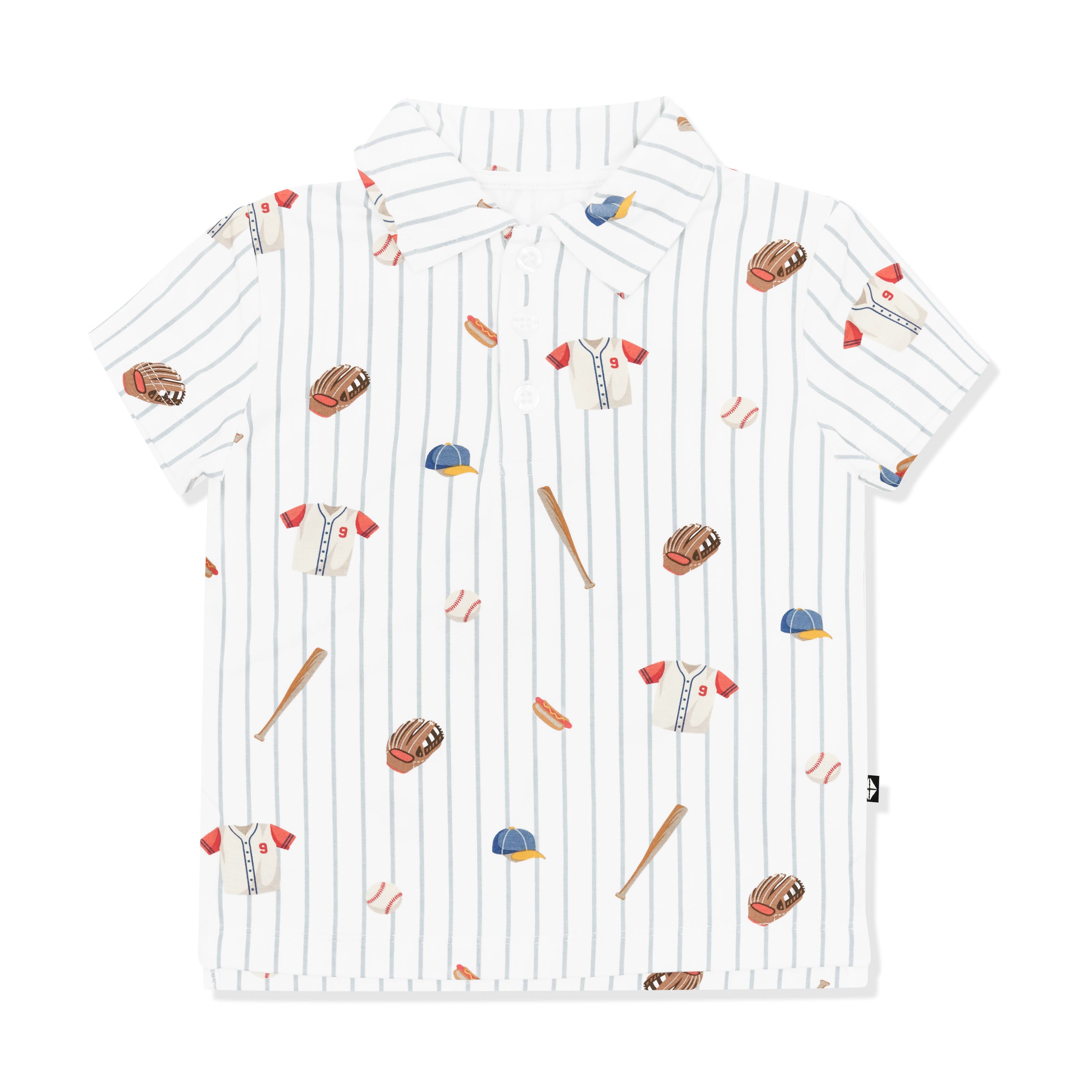 Toddler Short Sleeve Polo in Home Run shown on a white surface