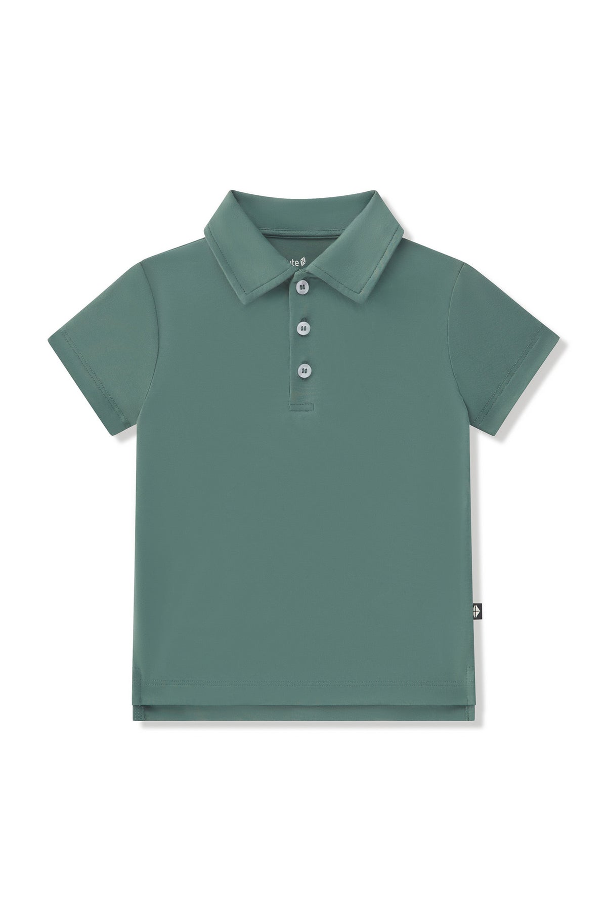 Toddler Short Sleeve Polo in Pine on a white background