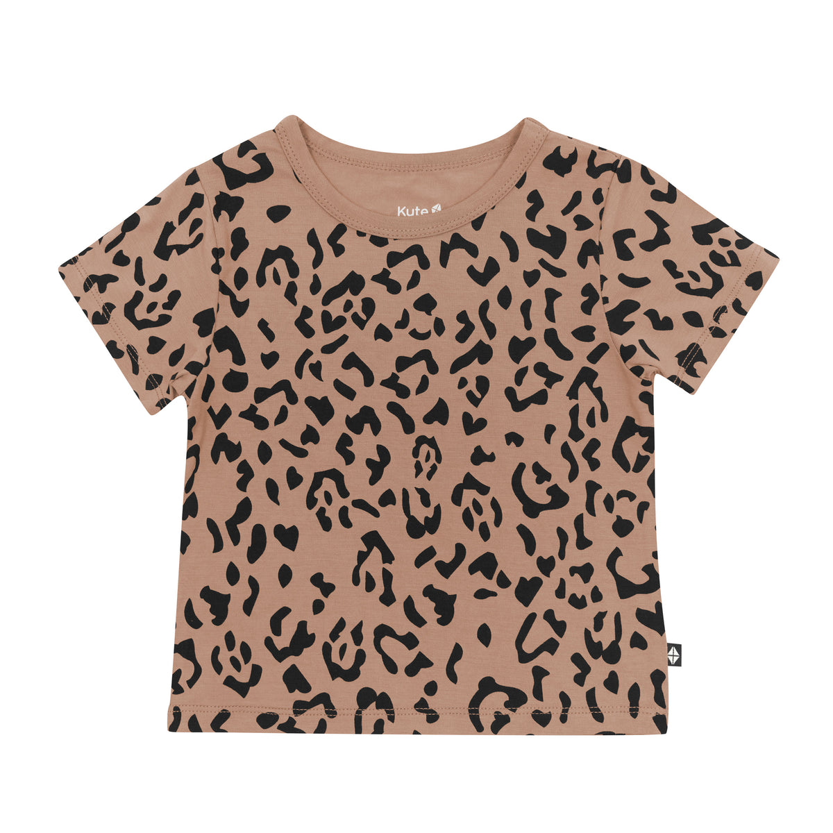 Product photo of the Toddler Basic Tee in Latte Leopard