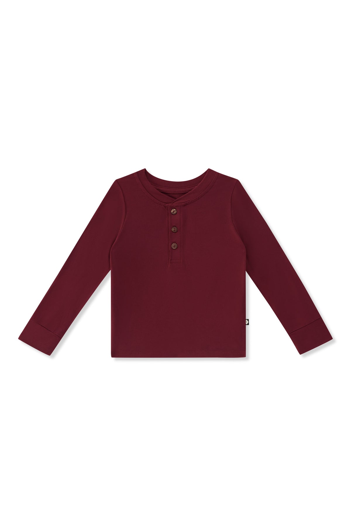 Long Sleeve Toddler Henley Tee in Burgundy color on a white background
