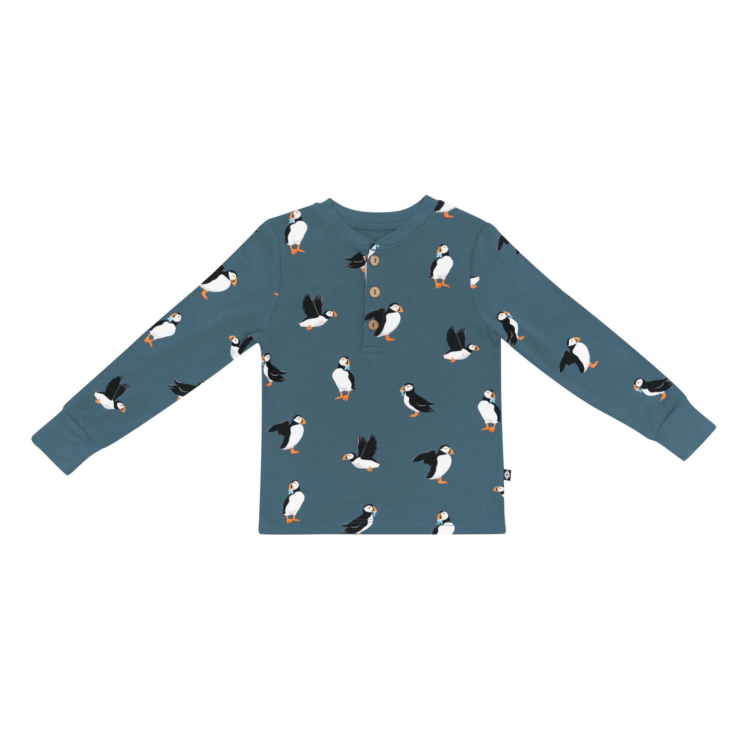 Product photo of the Long Sleeve Toddler Henley Tee in Puffin