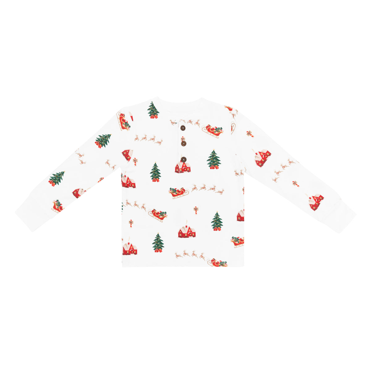 Product photo of the Long Sleeve Toddler Henley Tee in Santa Sleigh