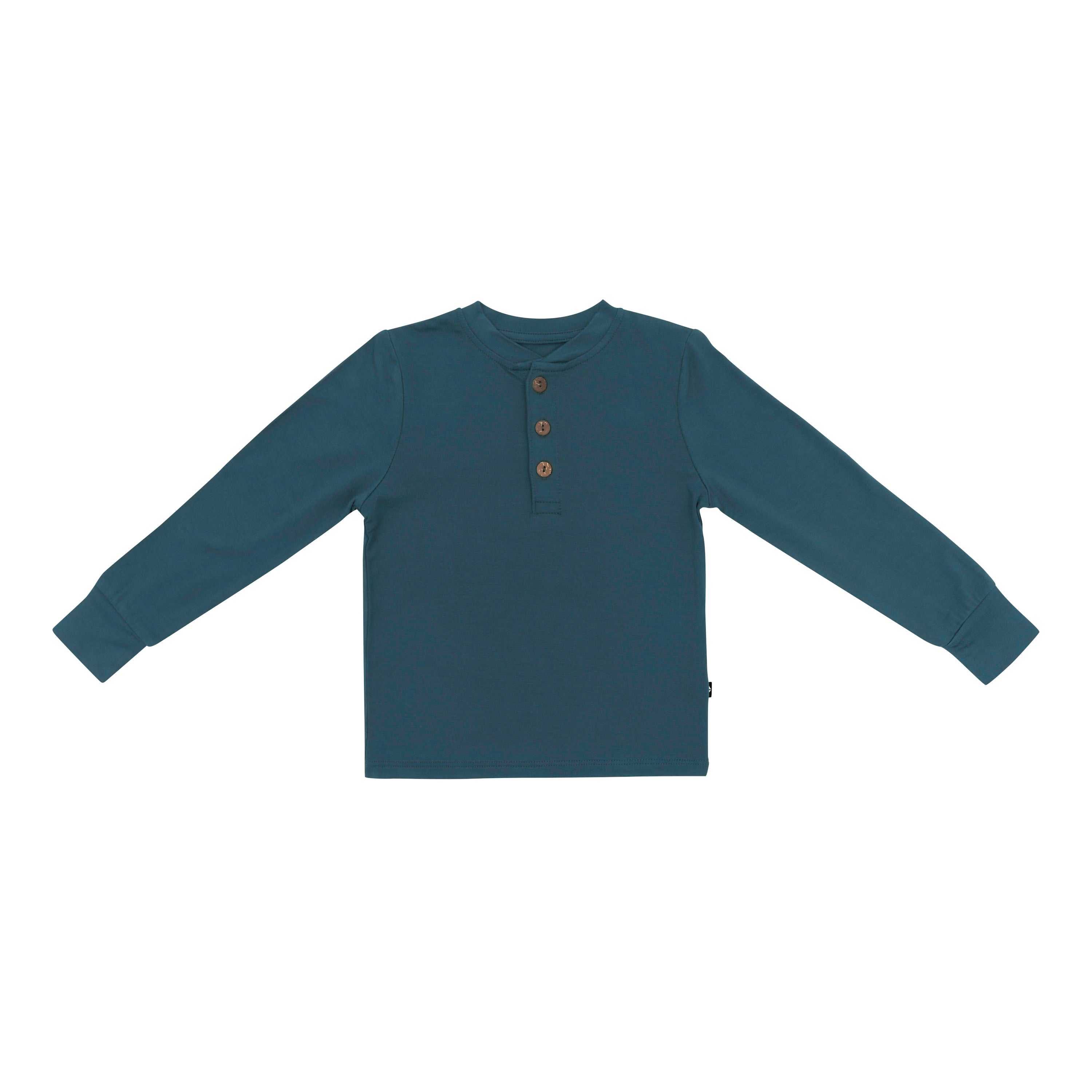 Product photo of the Long Sleeve Toddler Henley Tee in Atlantic