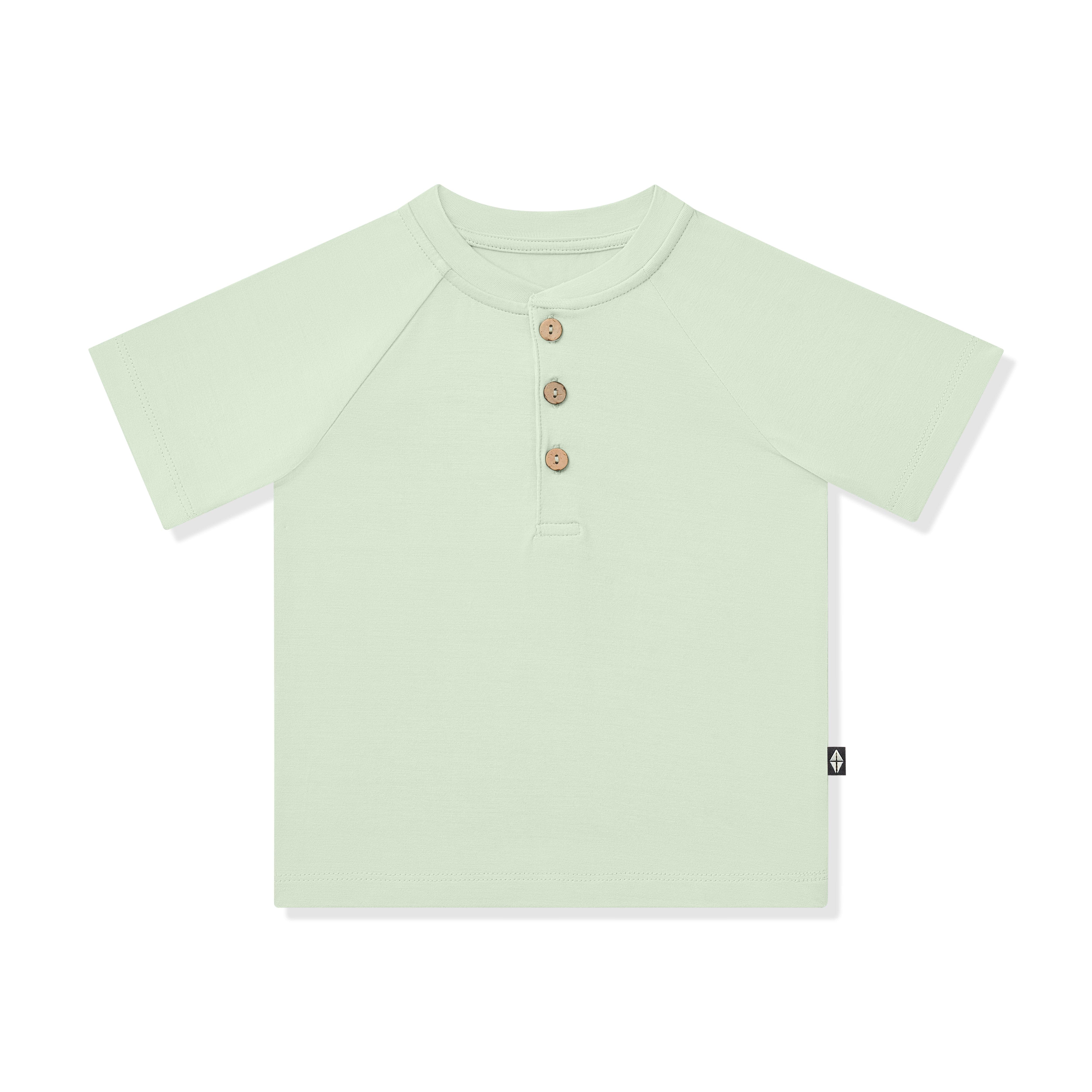 Product photo of the Short Sleeve Toddler Henley Tee in Basil