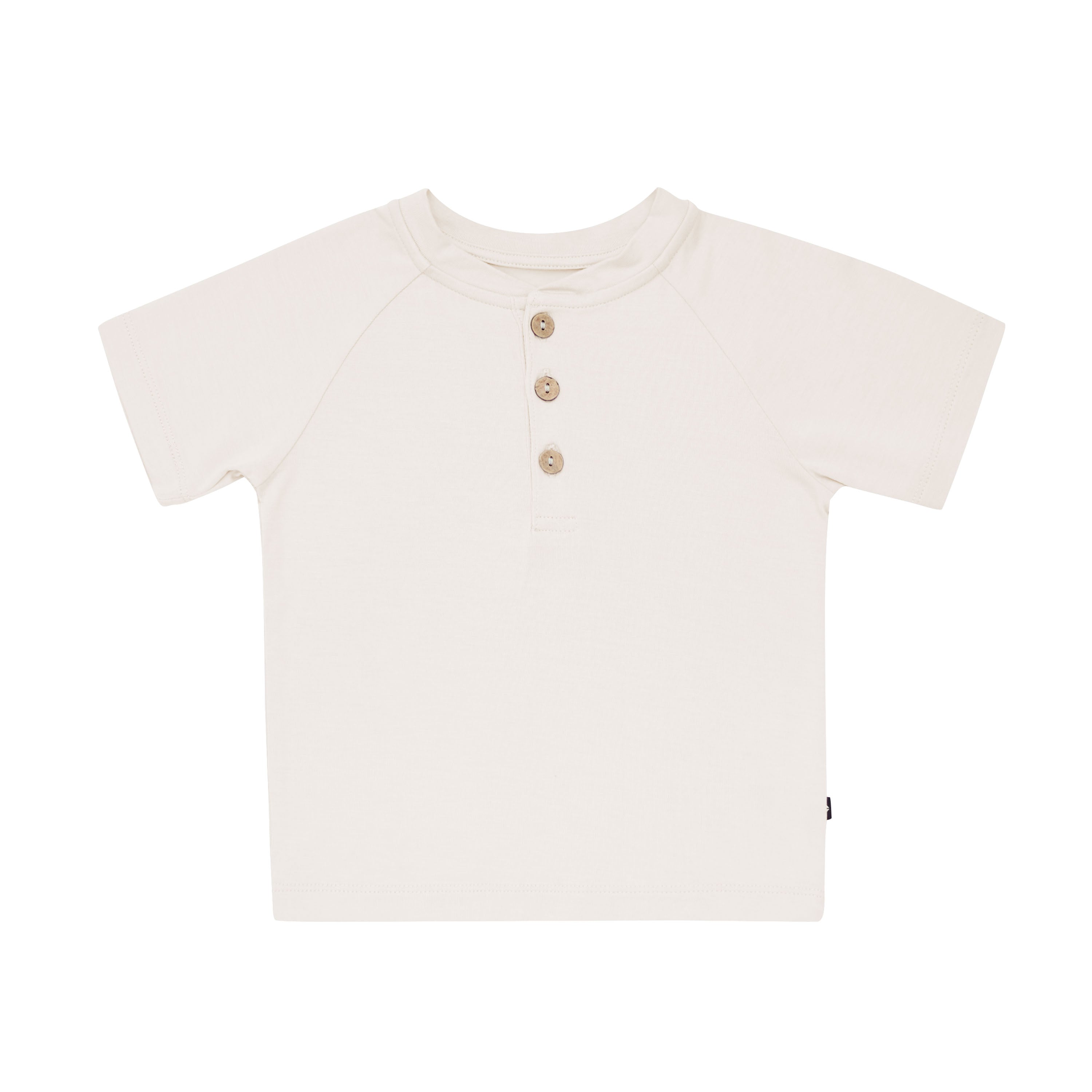 Product photo of the Short Sleeve Toddler Henley Tee in Oat