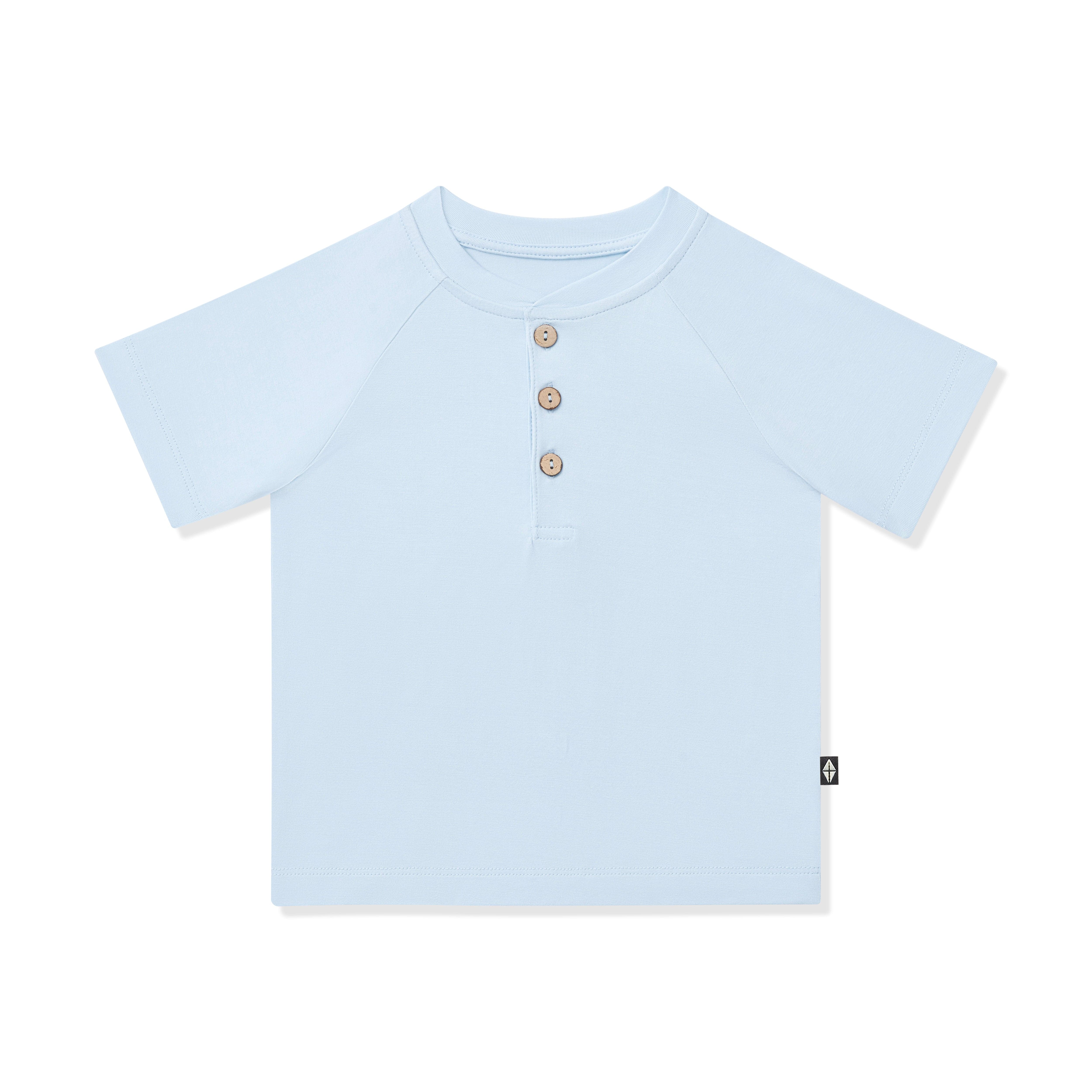 Product photo of the Short Sleeve Toddler Henley Tee in Breeze