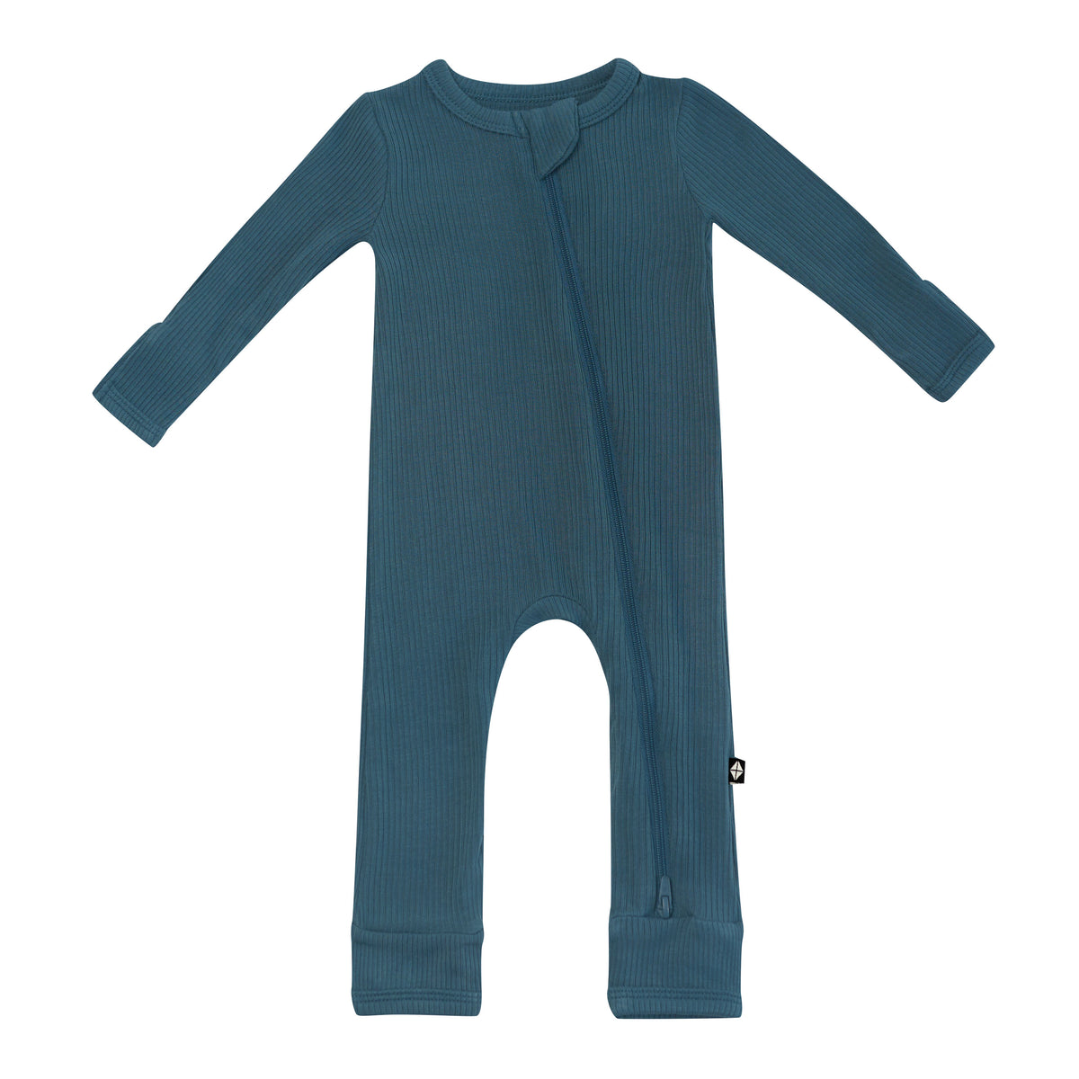 Product photo of the Ribbed Zipper Romper in Atlantic