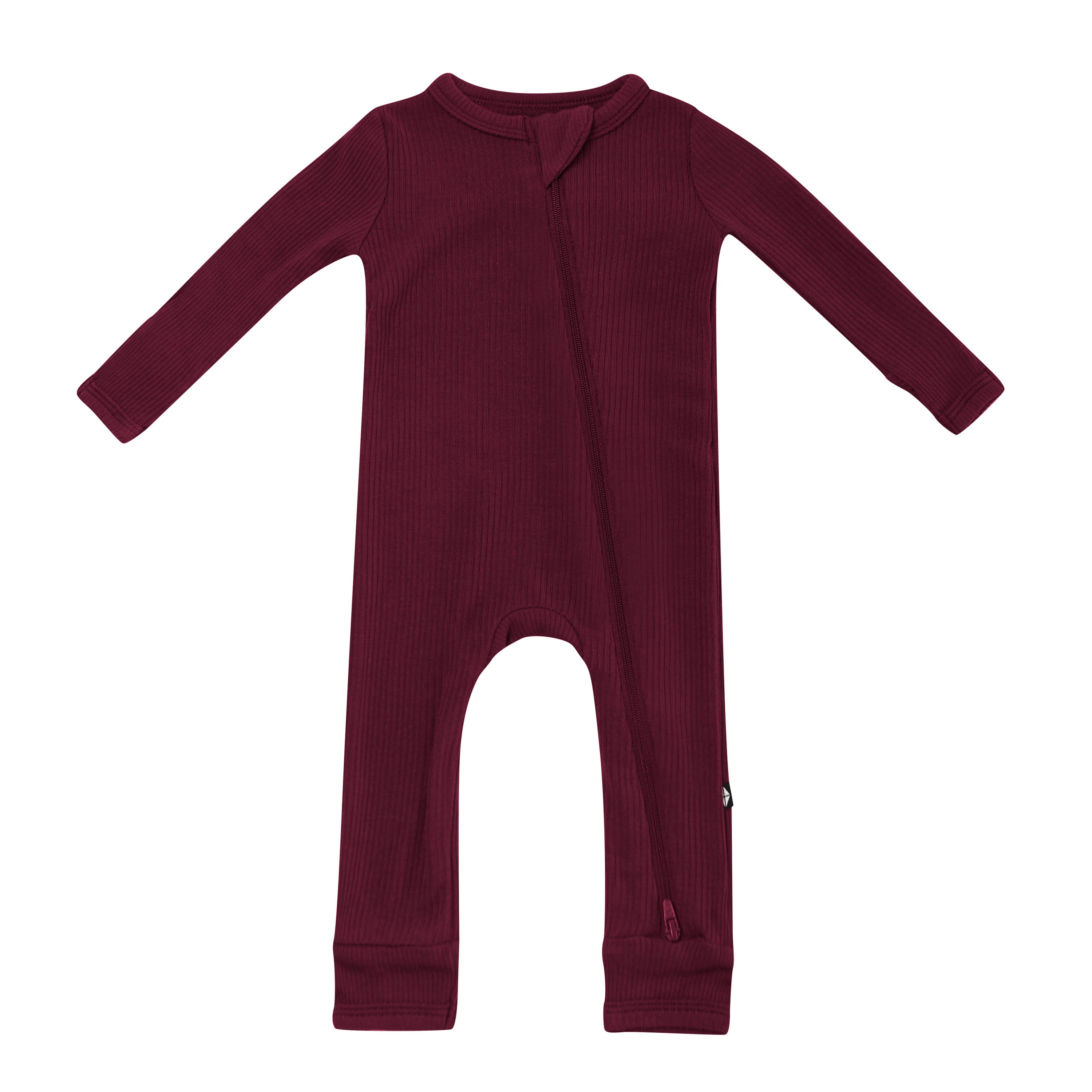 Product photo of the Ribbed Zipper Romper in Burgundy