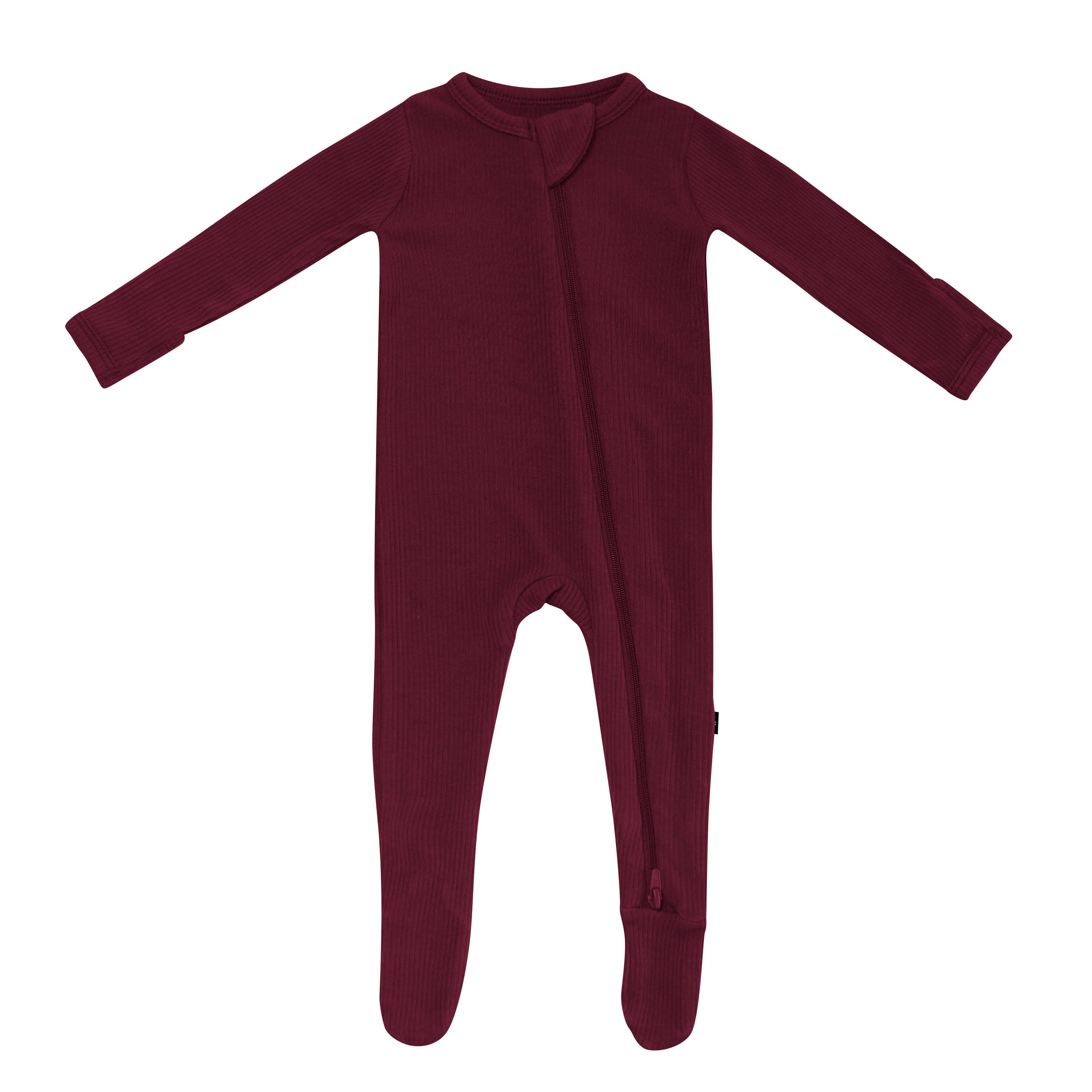 Product photo of the Ribbed Zipper Footie in Burgundy