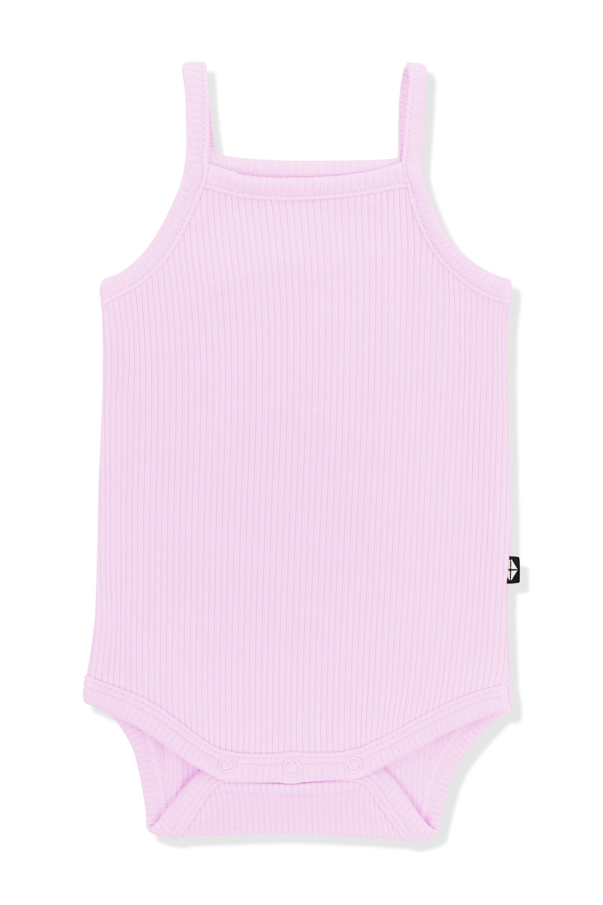 Product photo of the Ribbed Spaghetti Strap Bodysuit in Thistle on a white surface