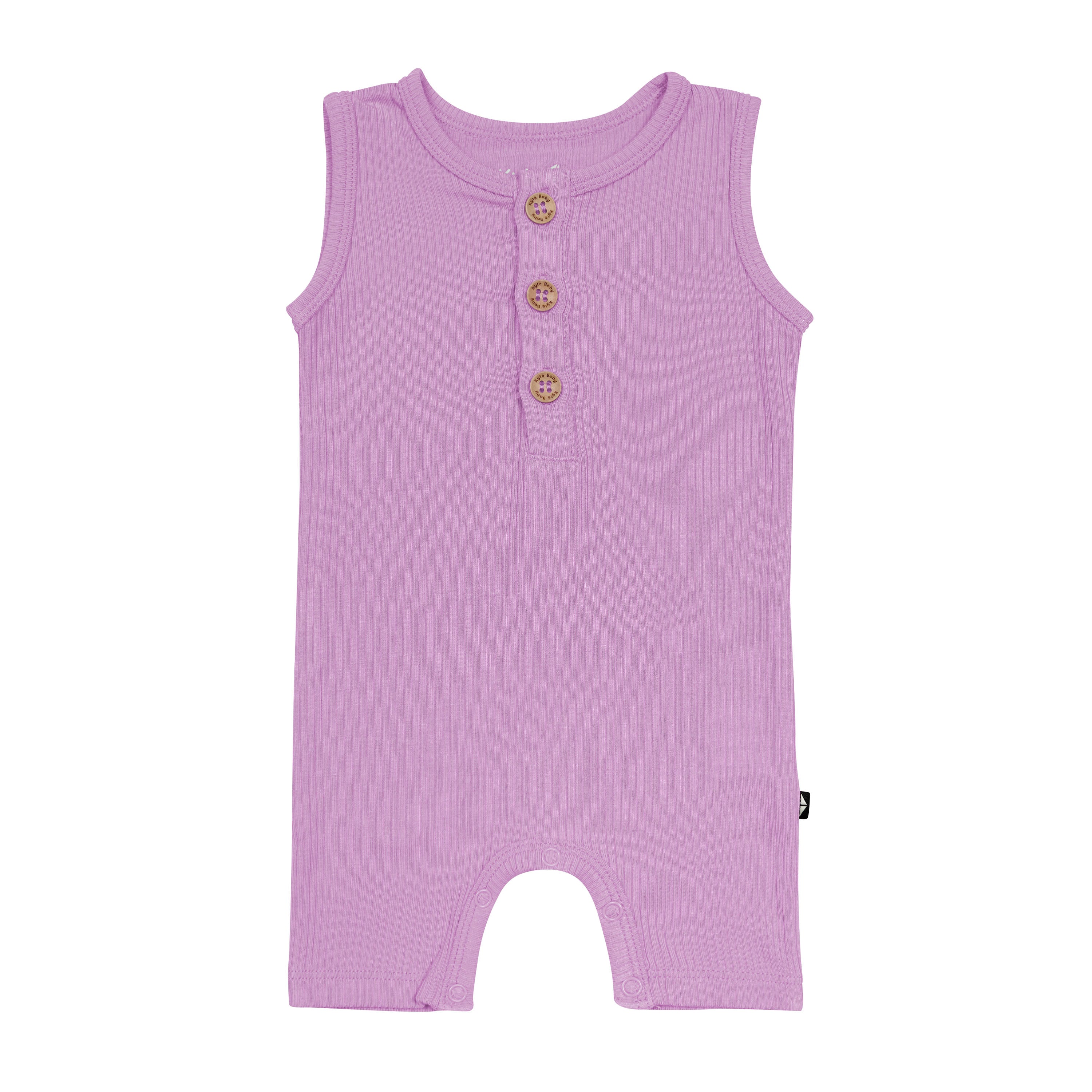 Ribbed Sleeveless Shortall with Wooden Buttons in Poi