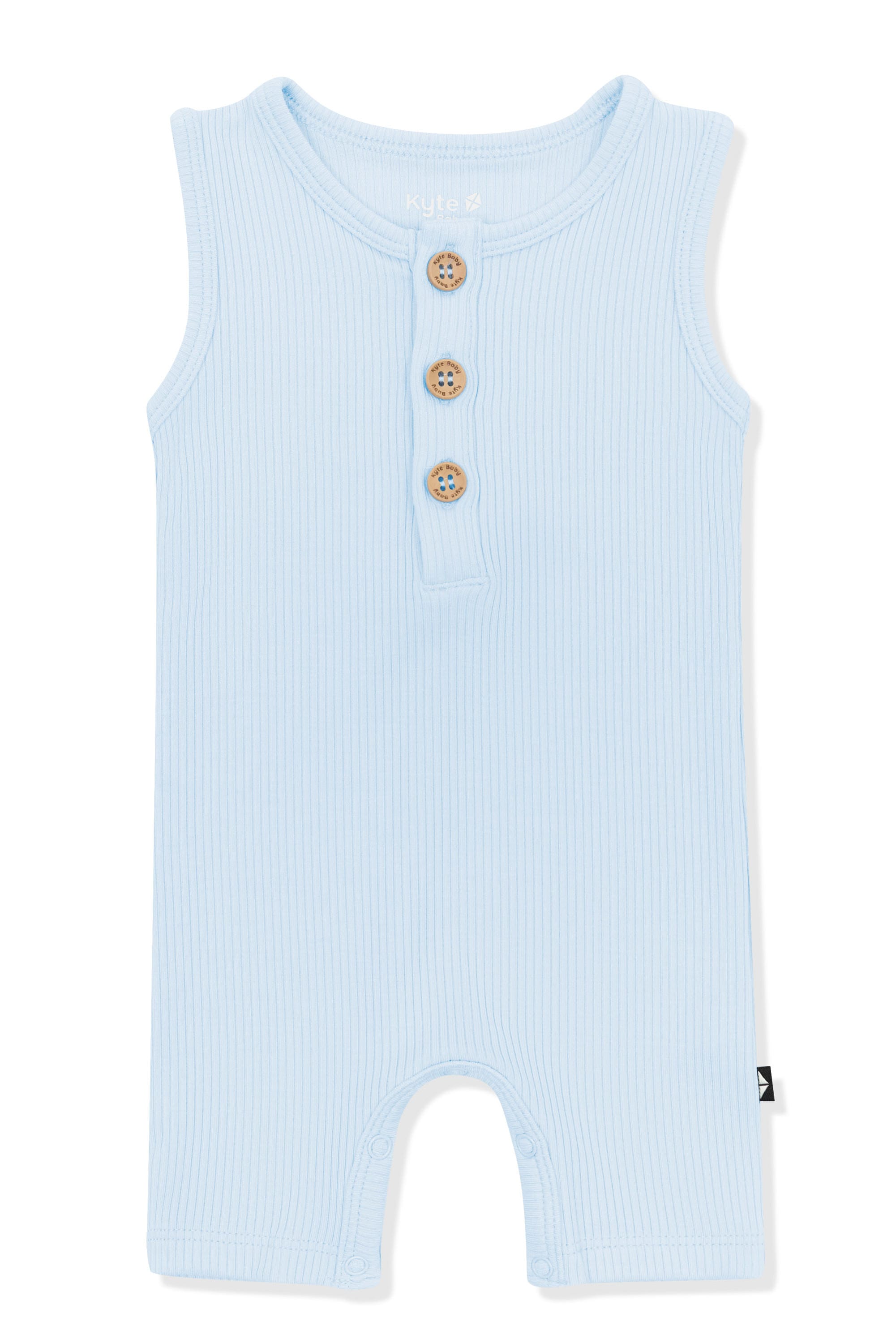 Product photo of the Ribbed Sleeveless Shortall in Breeze on a white background