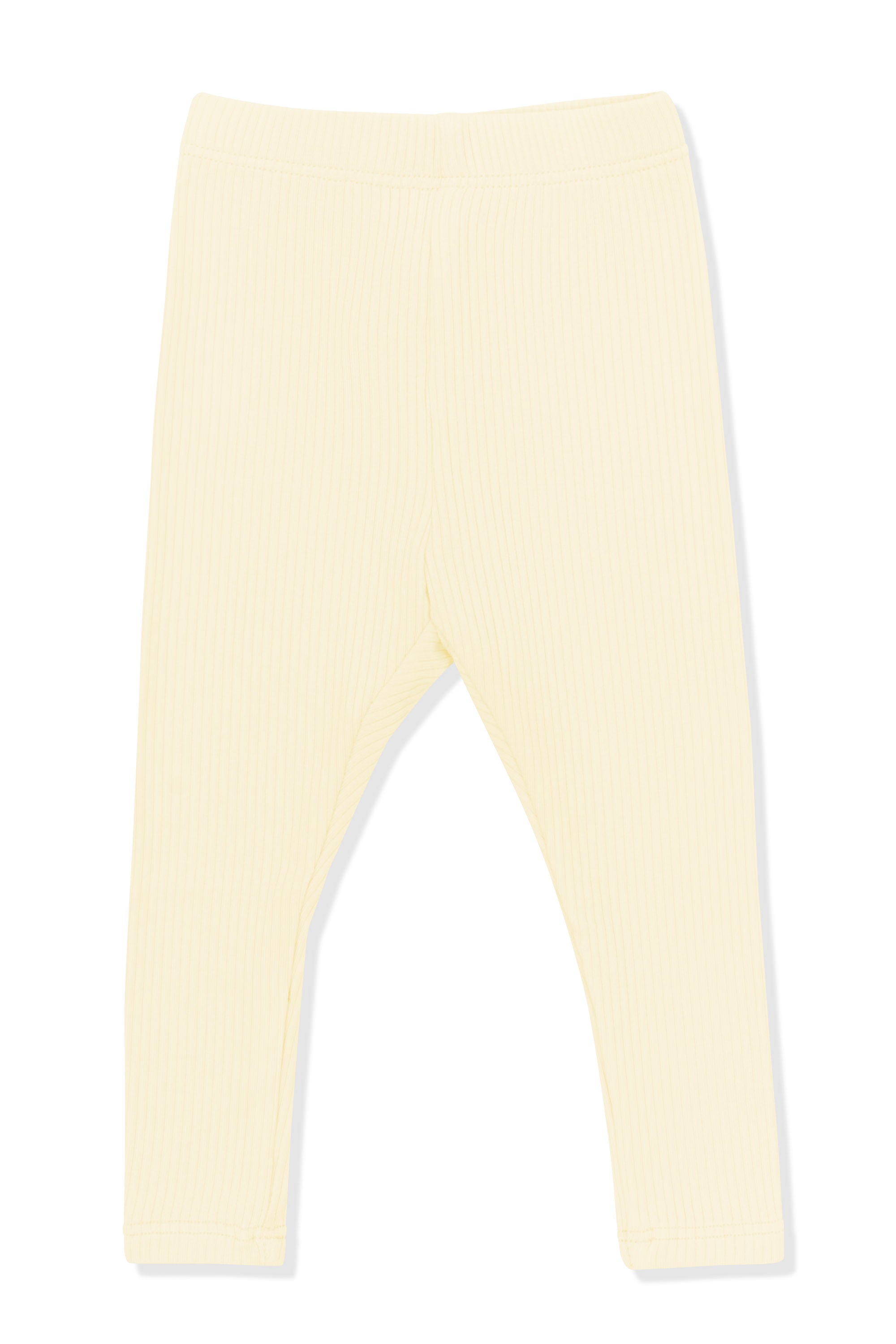 Product photo of the Ribbed Leggings in Chamomile on a white background